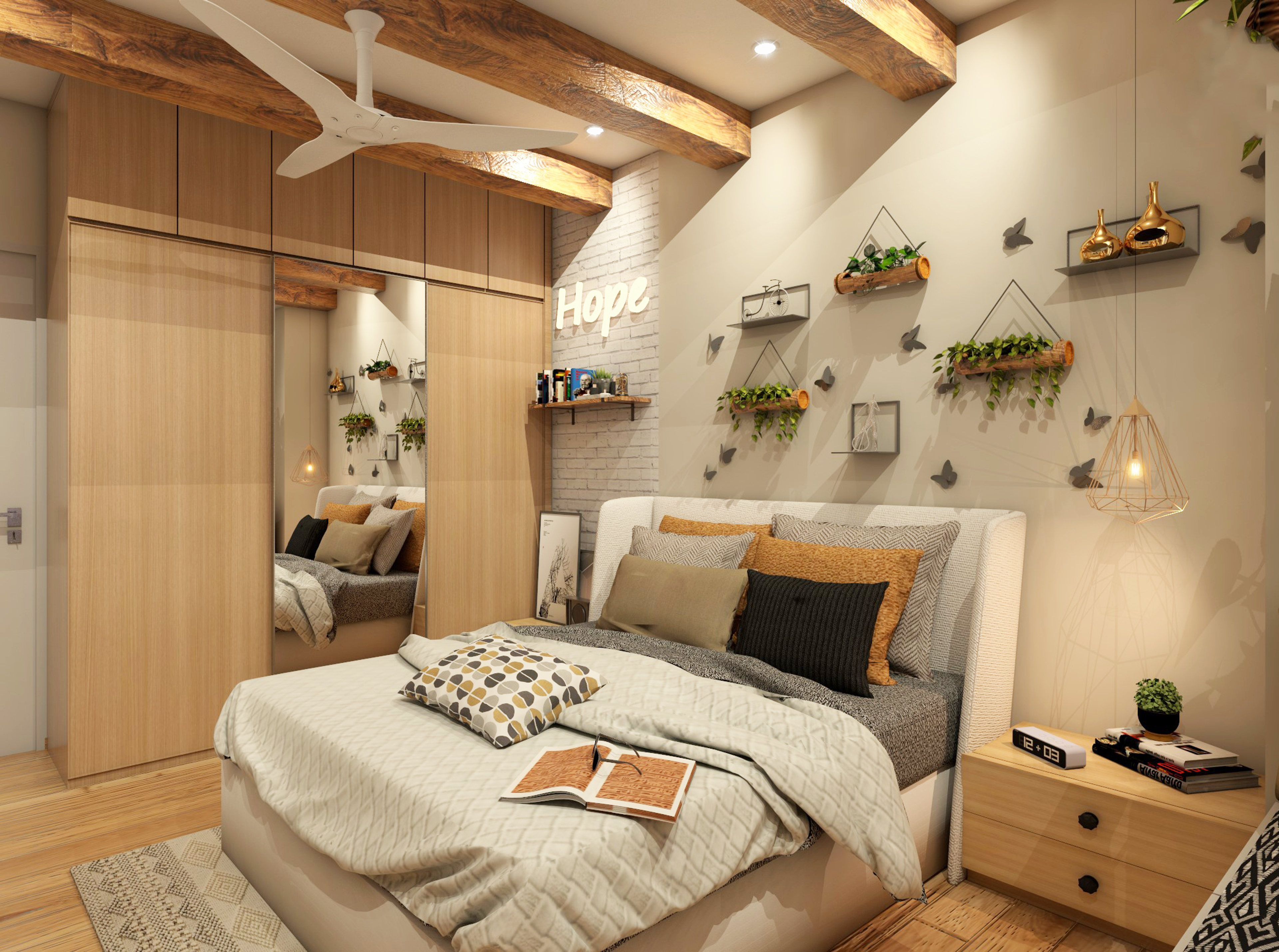 Tropical Boho Bedroom with Earthy Accents - Livspace