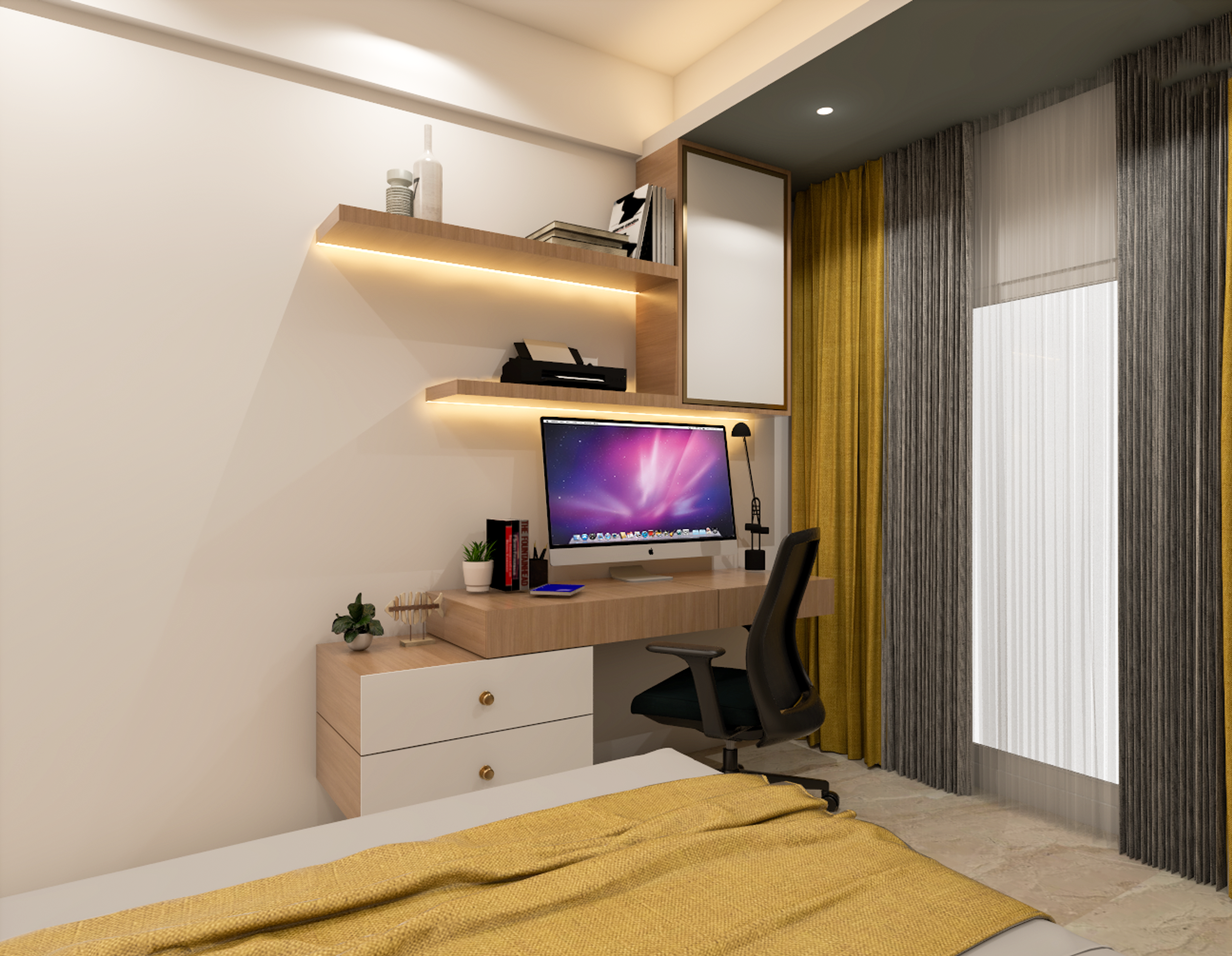 Geometric Minimal Design Bedroom - Livspace