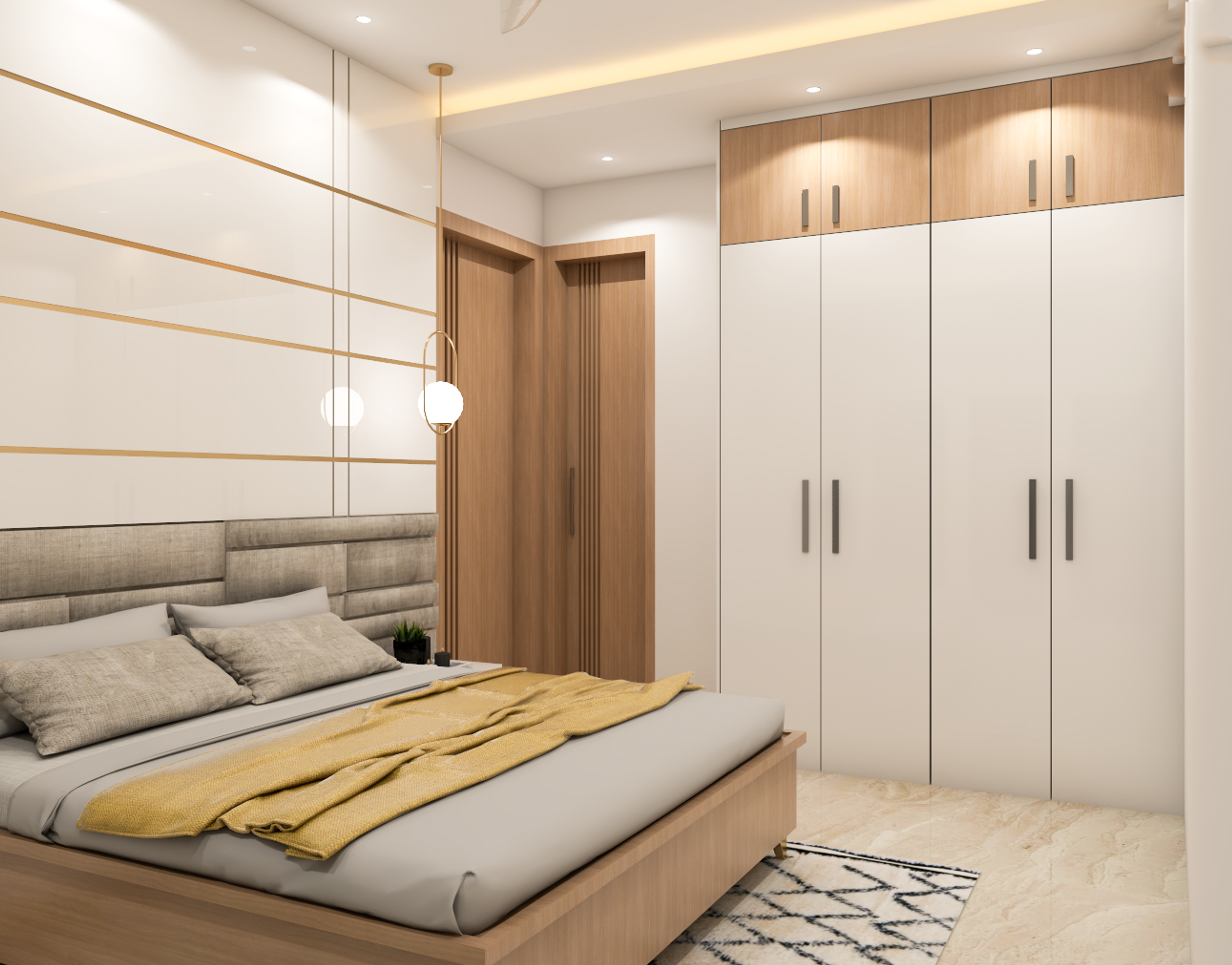 Geometric Minimal Design Bedroom - Livspace