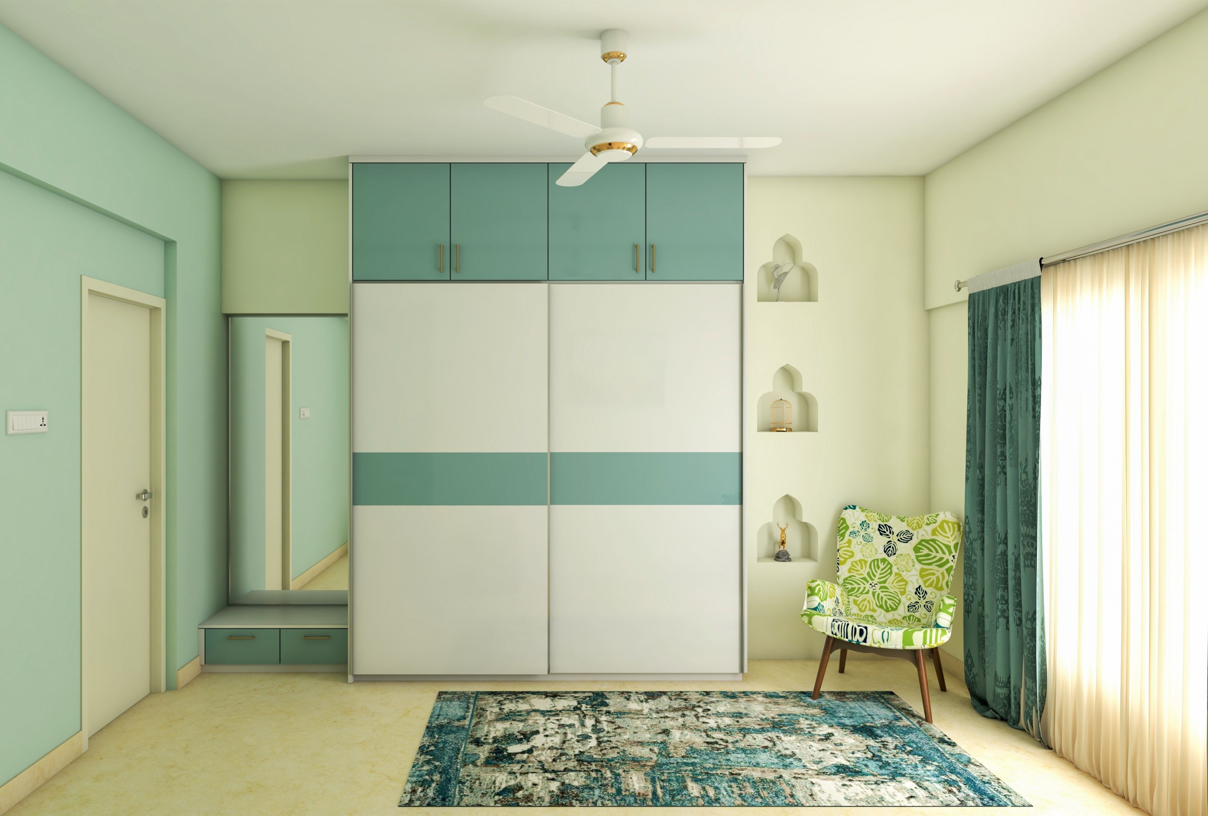 Mint Green Minimal Design Bedroom - Livspace