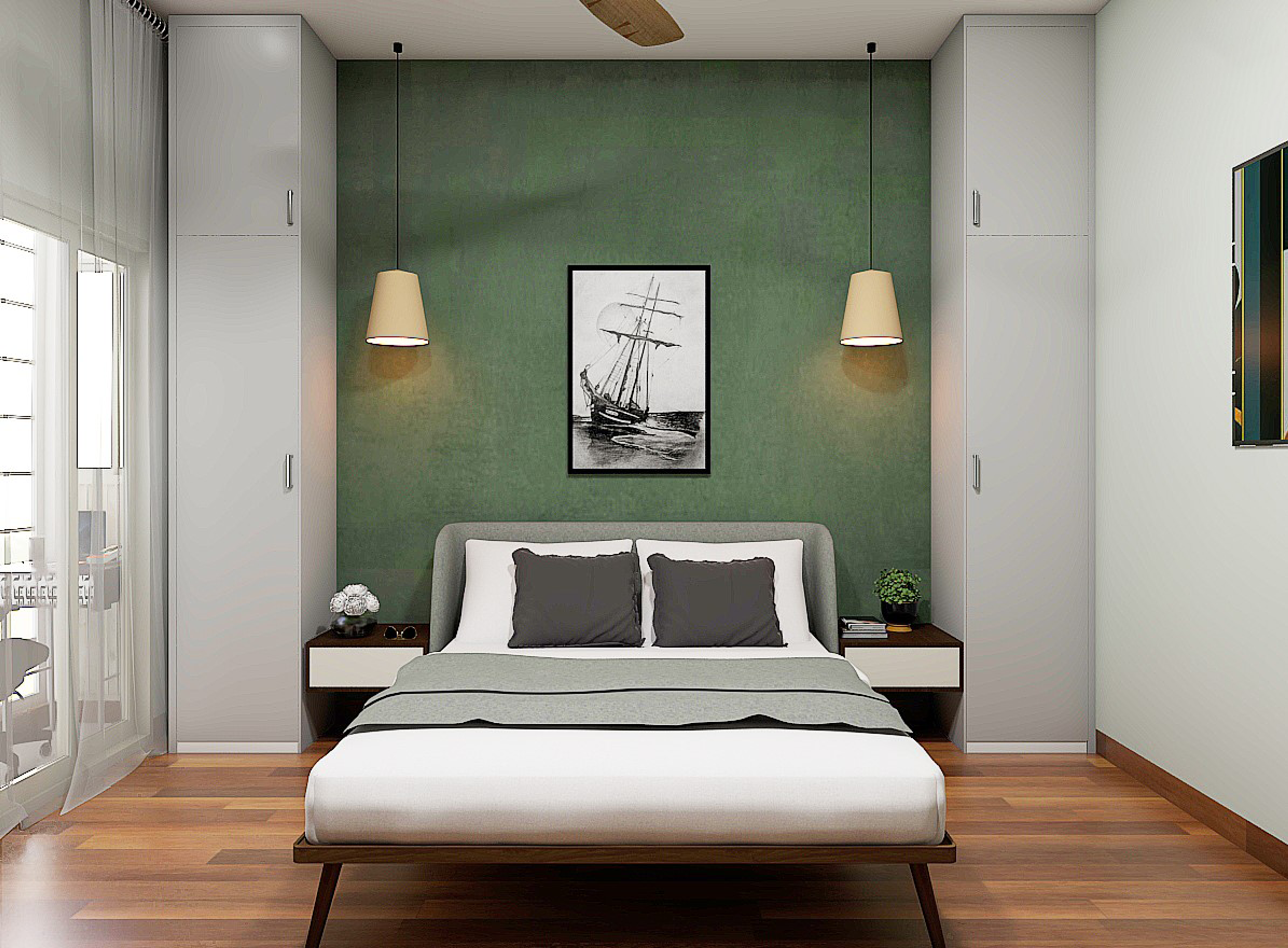 Modern Style Master Bedroom With Large Wardrobes