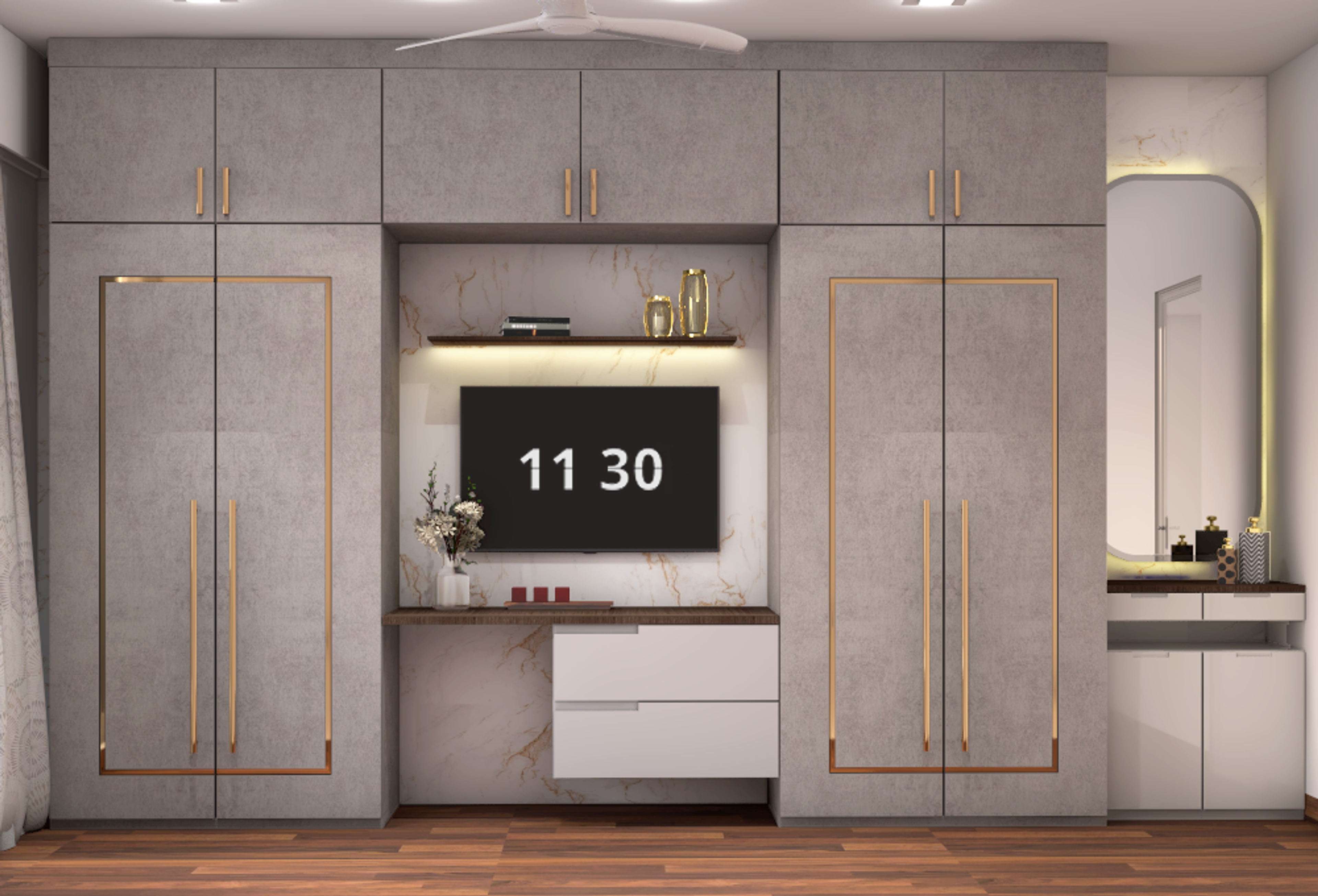 Traditional Bedroom with Golden Trims - Livspace