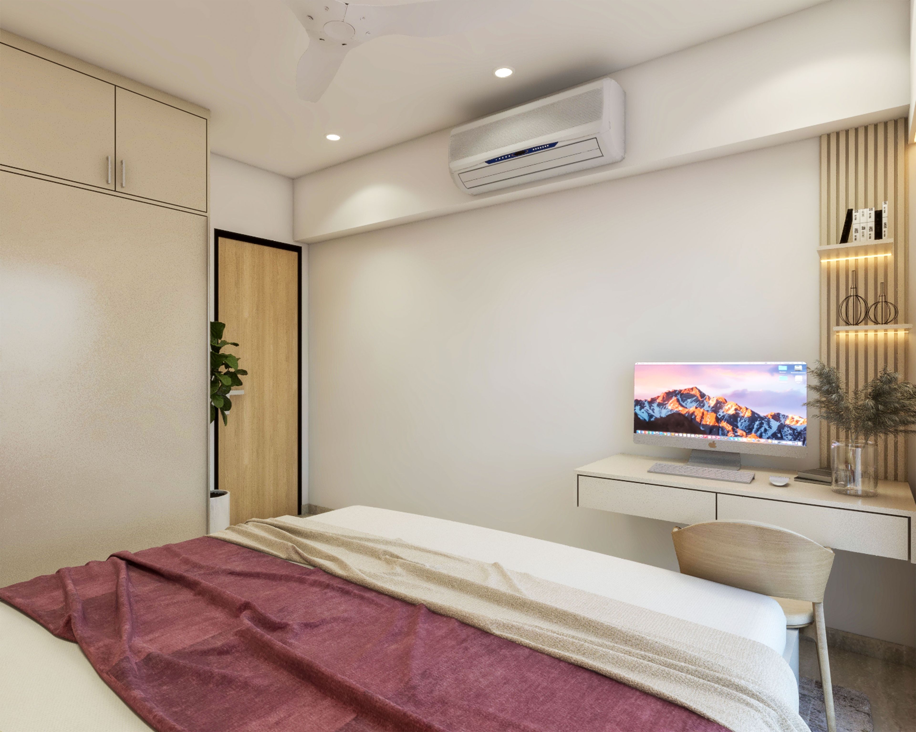 Compact Bedroom with Study - Livspace