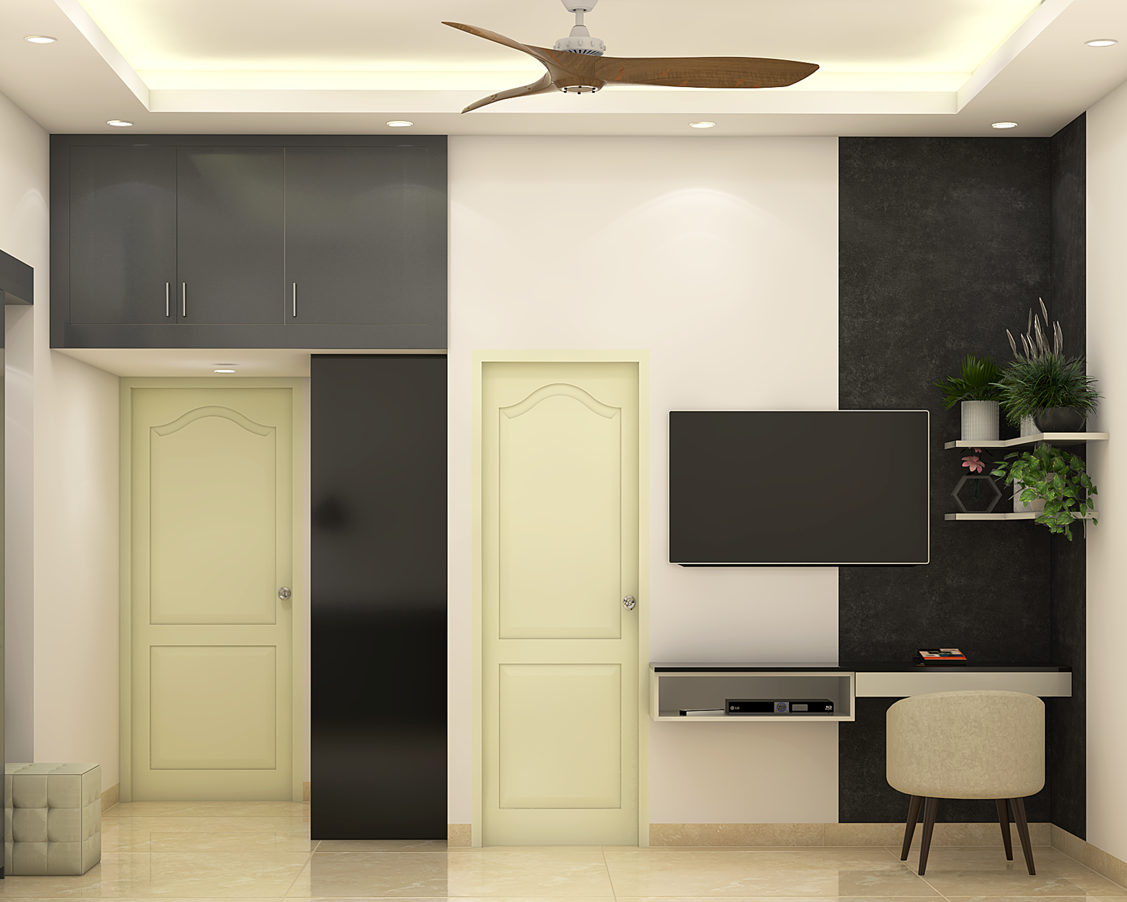 Neutral Toned Master Bedroom -  Livspace