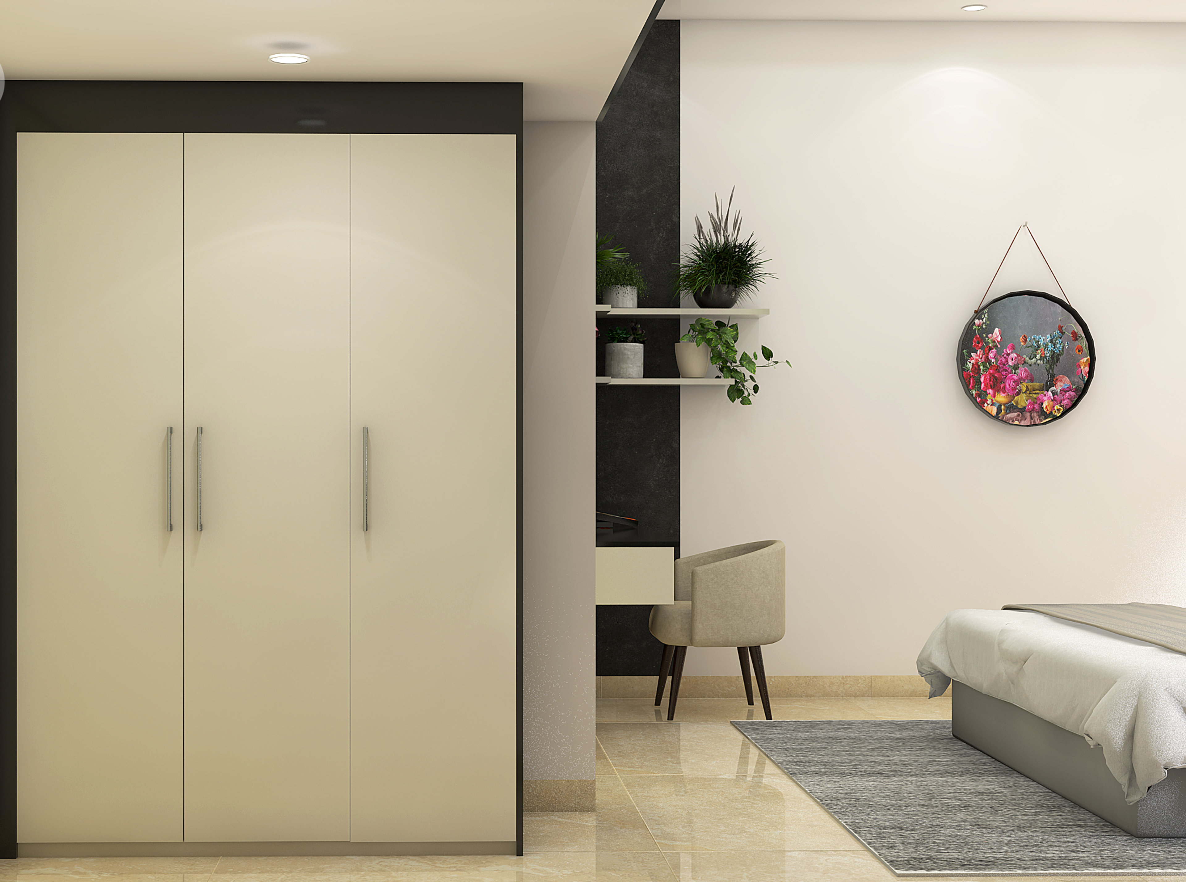 Neutral Toned Master Bedroom -  Livspace