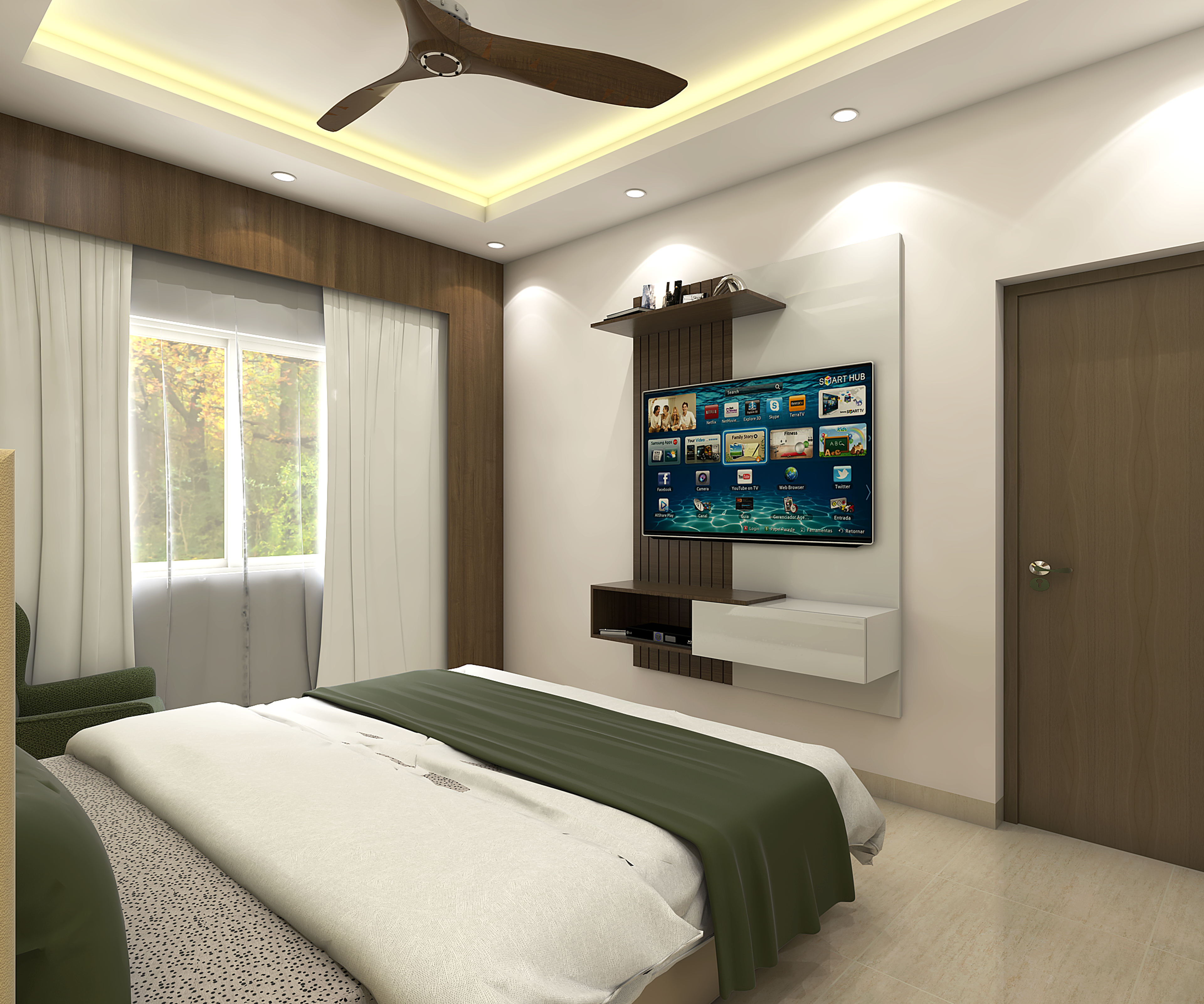 Master Bedroom with Accent Wall - Livspace