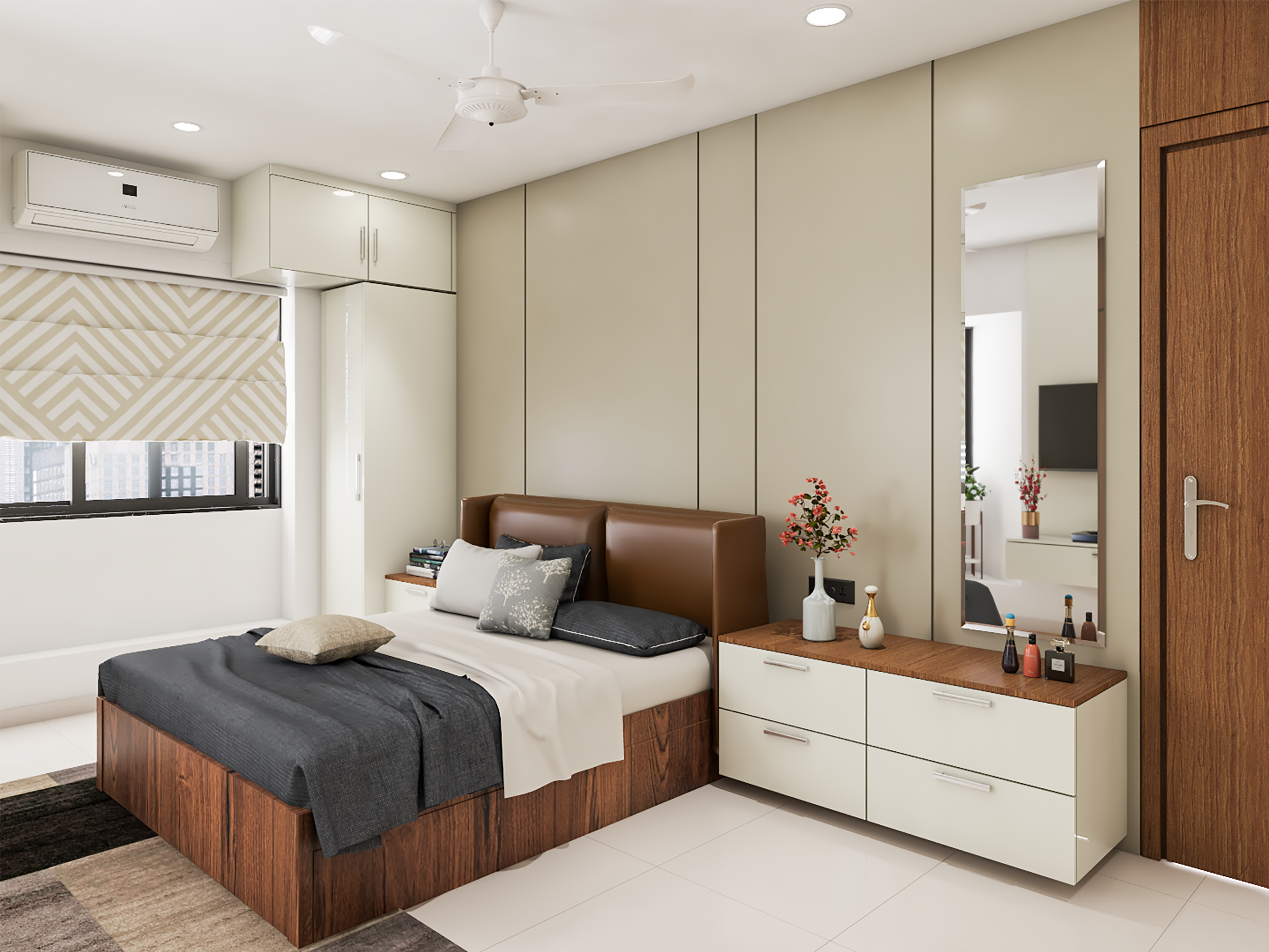 Beautiful Modern Master Bedroom With Bed Furniture Stroage