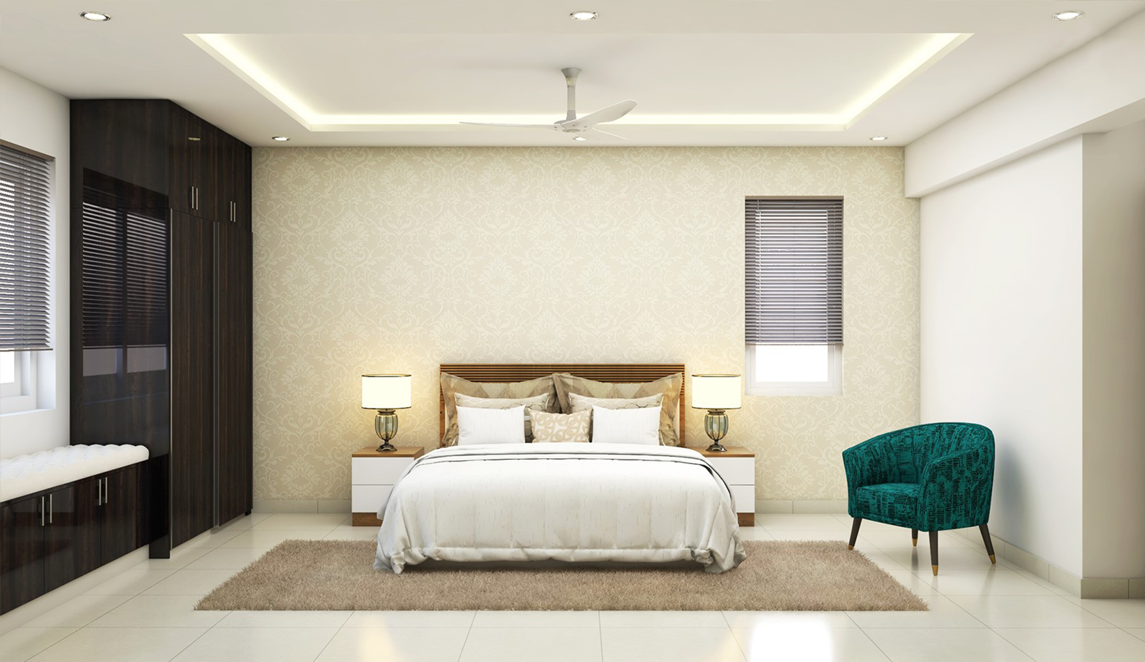 Contemporary Rental Master Bedroom With Added Window Seating