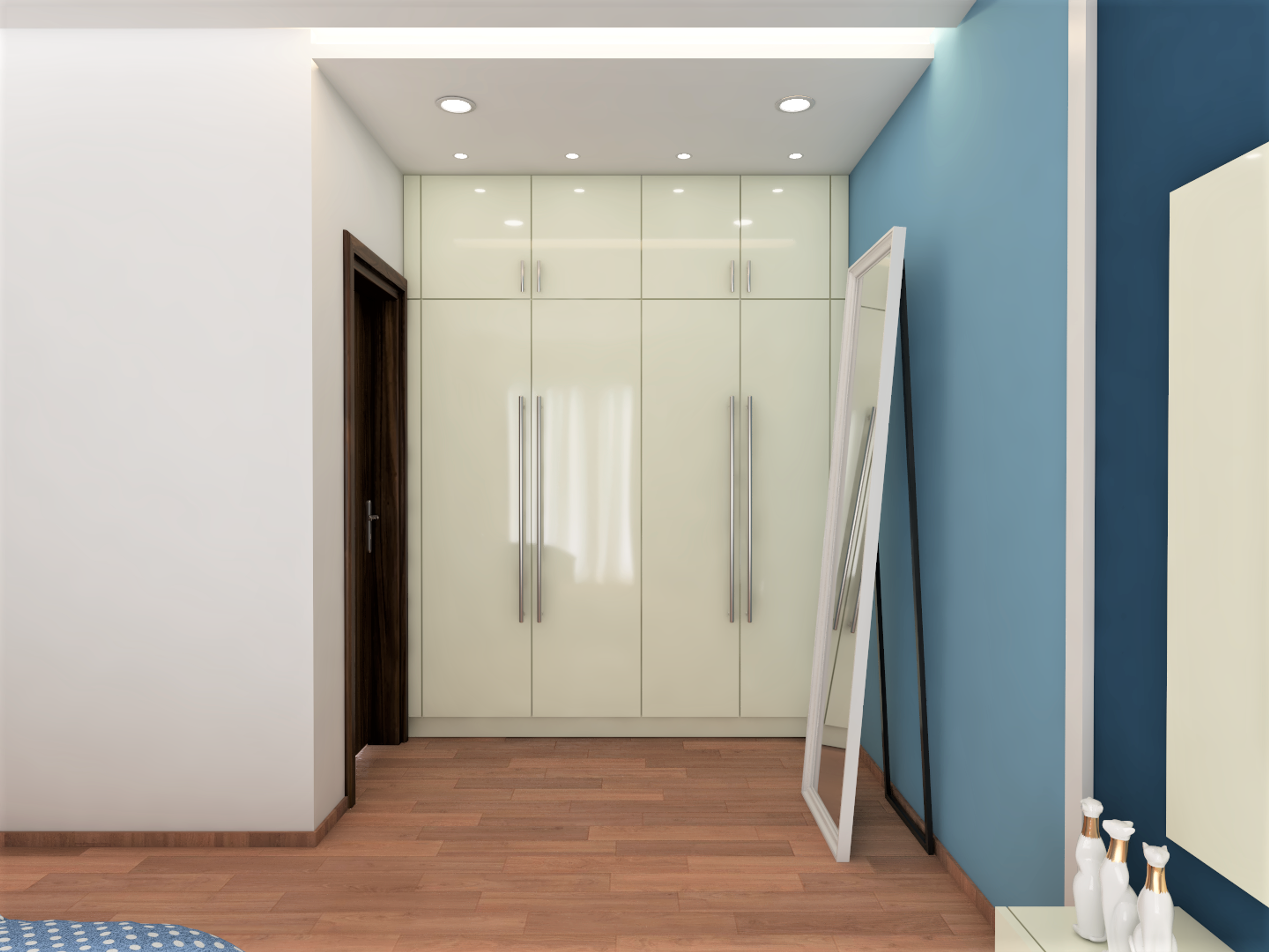 Blue Contemporary Master Bedroom Livspace