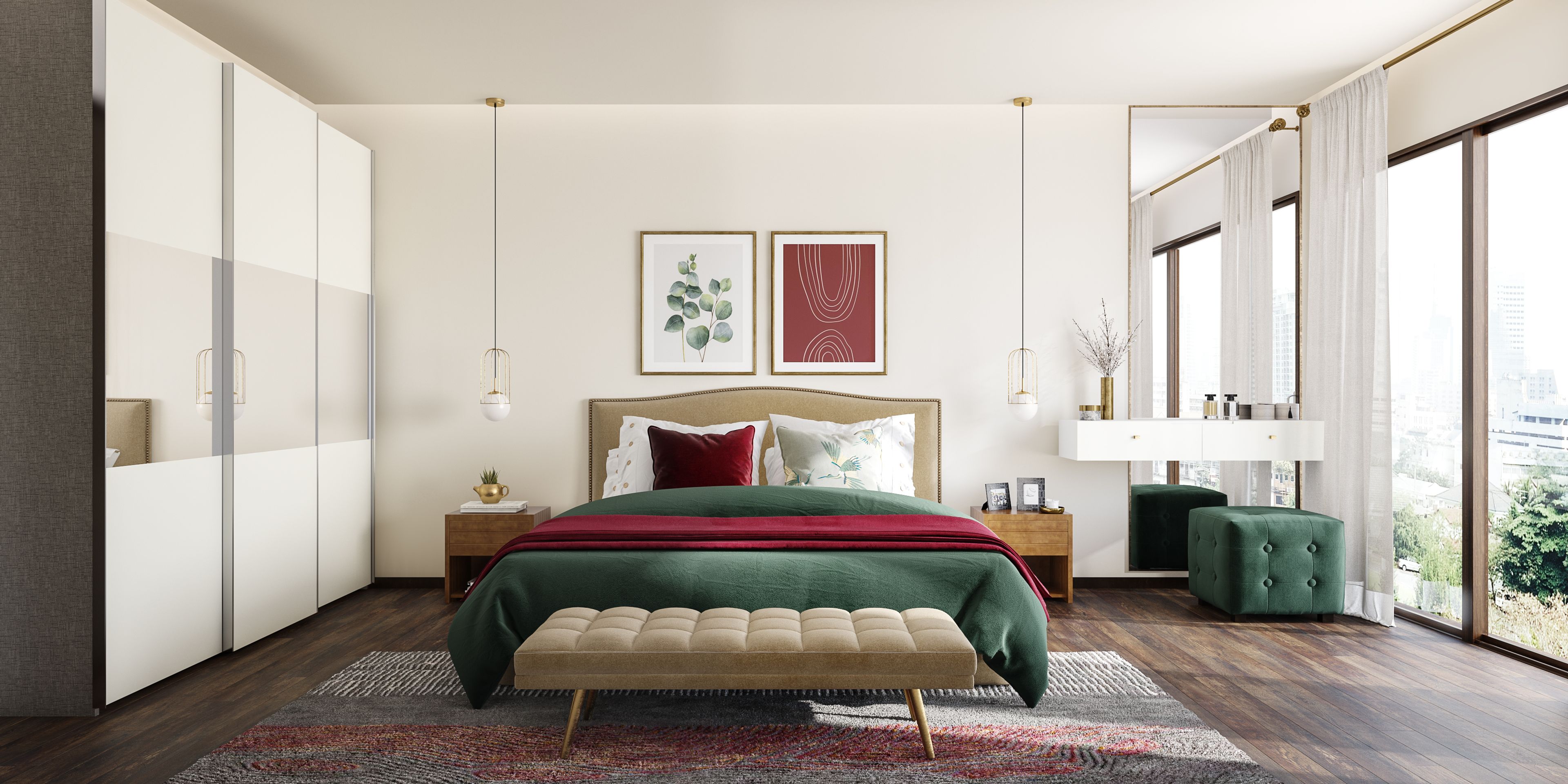 Contemporary Master Bedroom With Floor To Ceiling Wardrobes