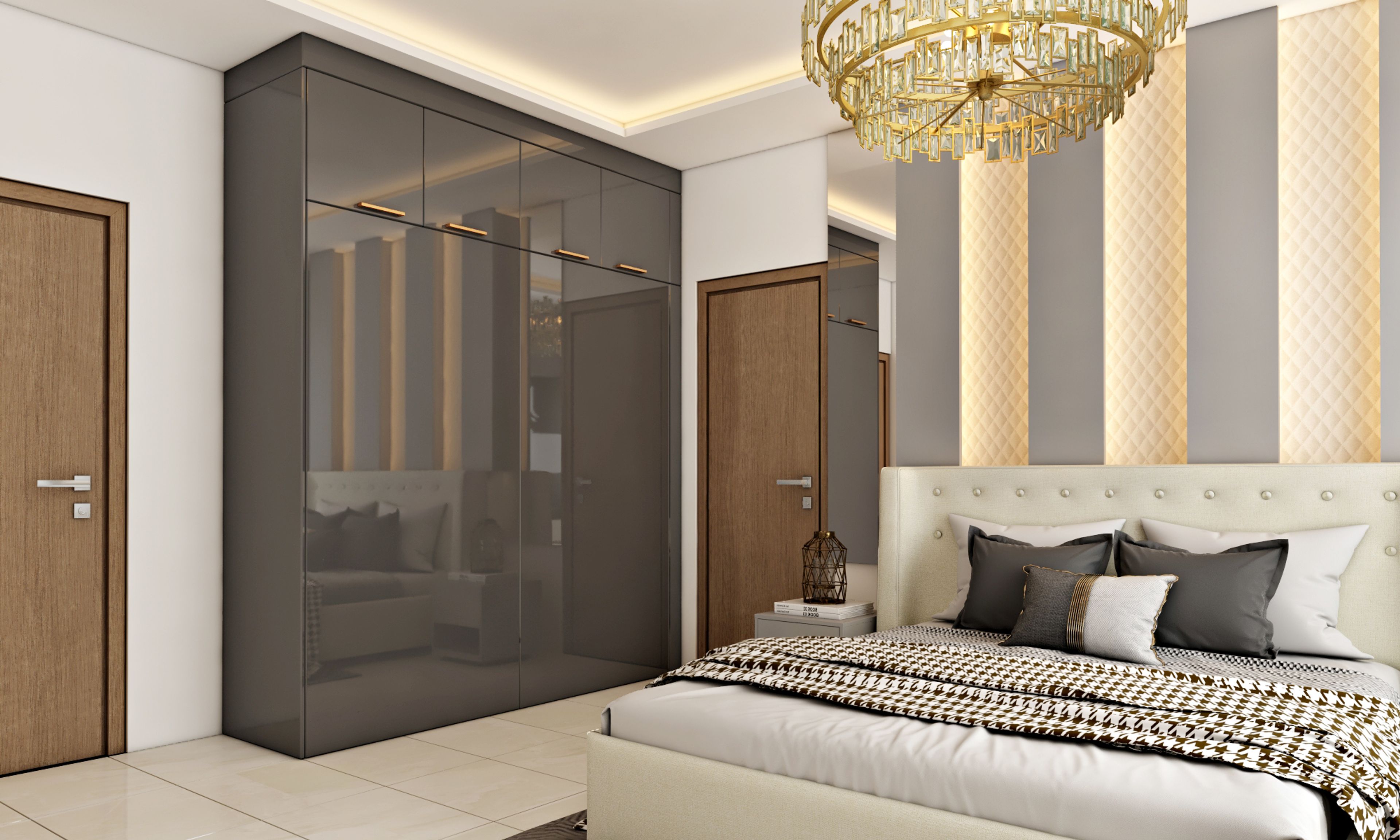 Contemporary Compact Master Bedroom - Livspace