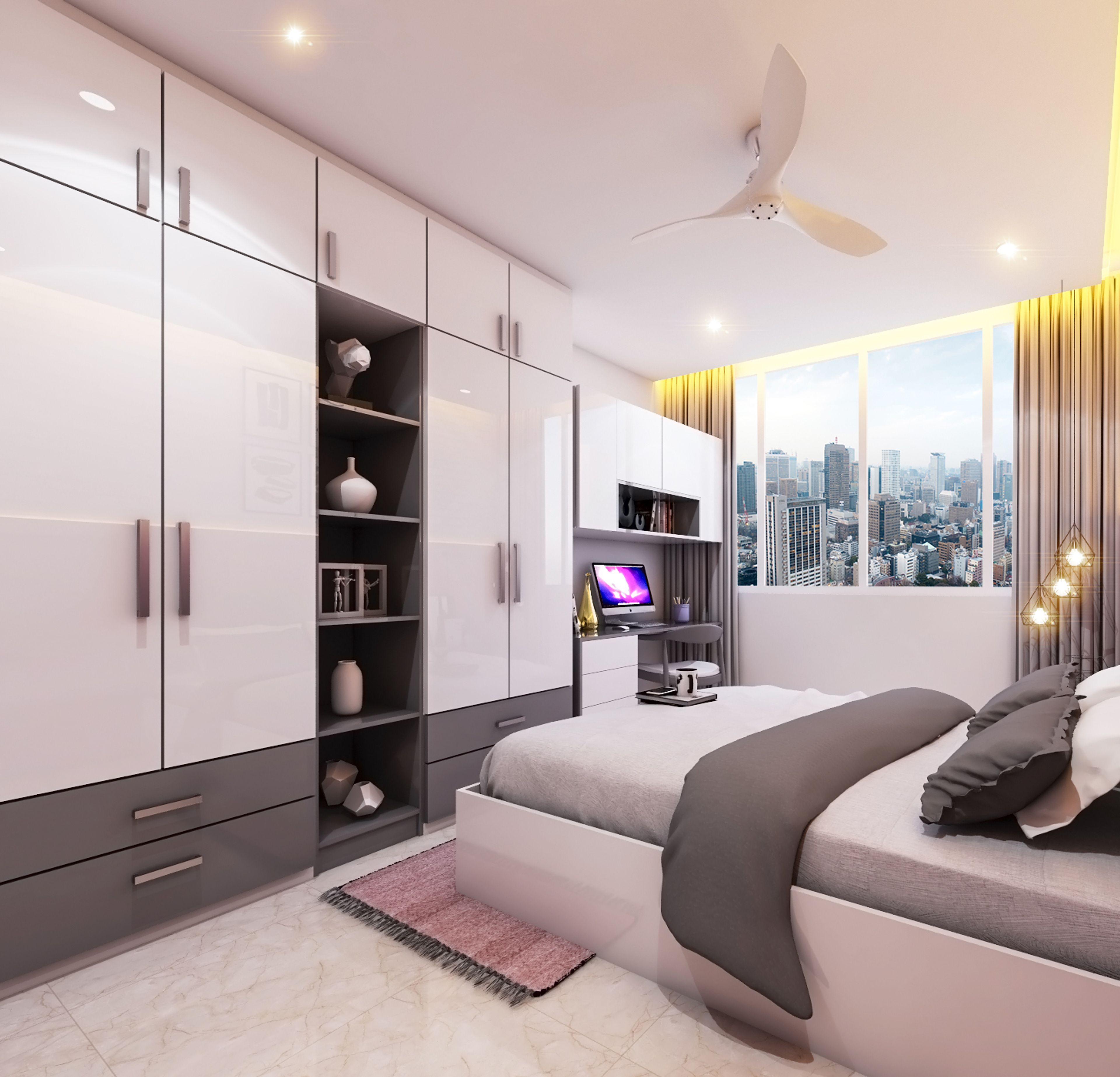 Eclectic Compact Convenient Master Bedroom - Livspace