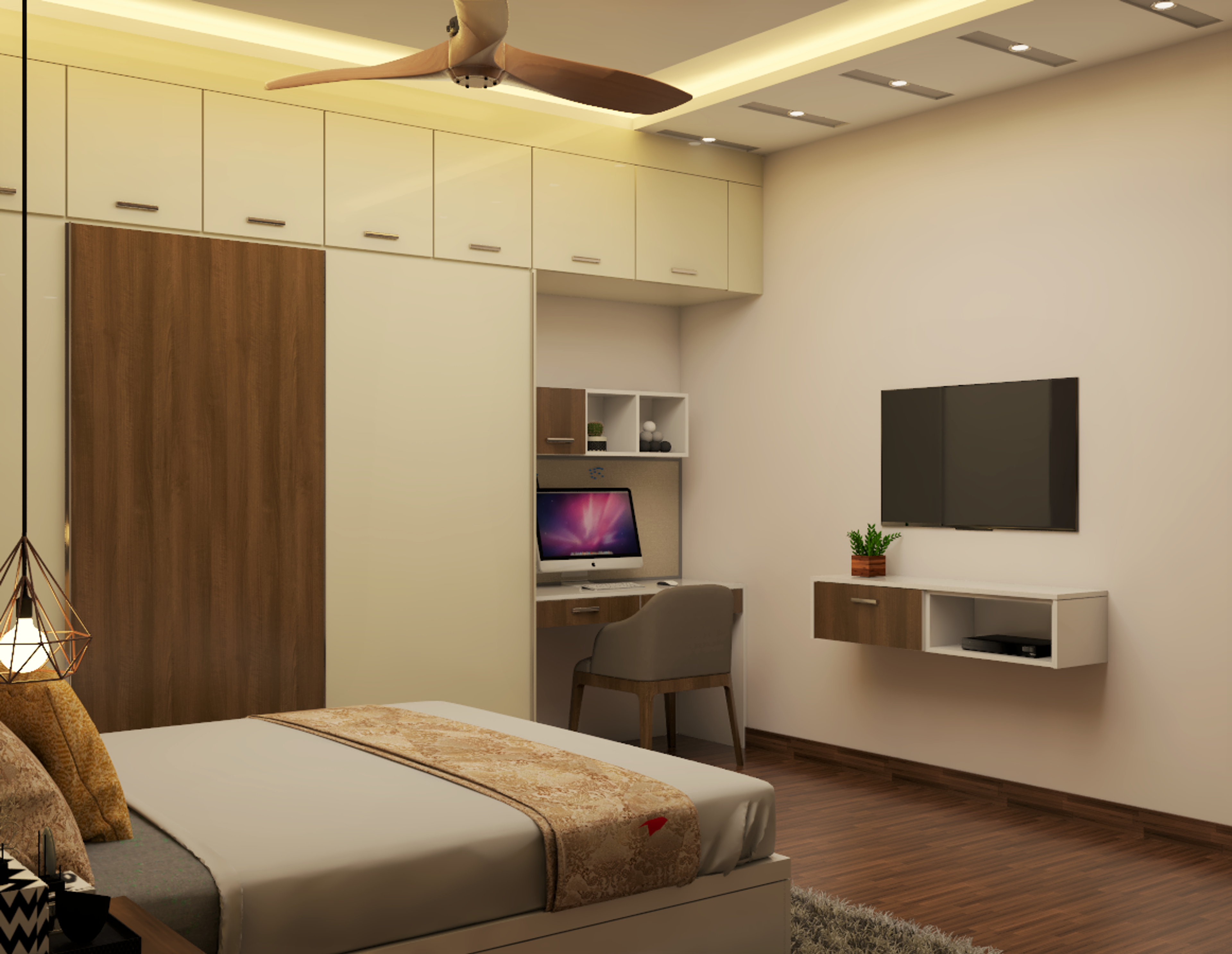 Modern Compact Multi-Functional Master Bedroom - Livspace