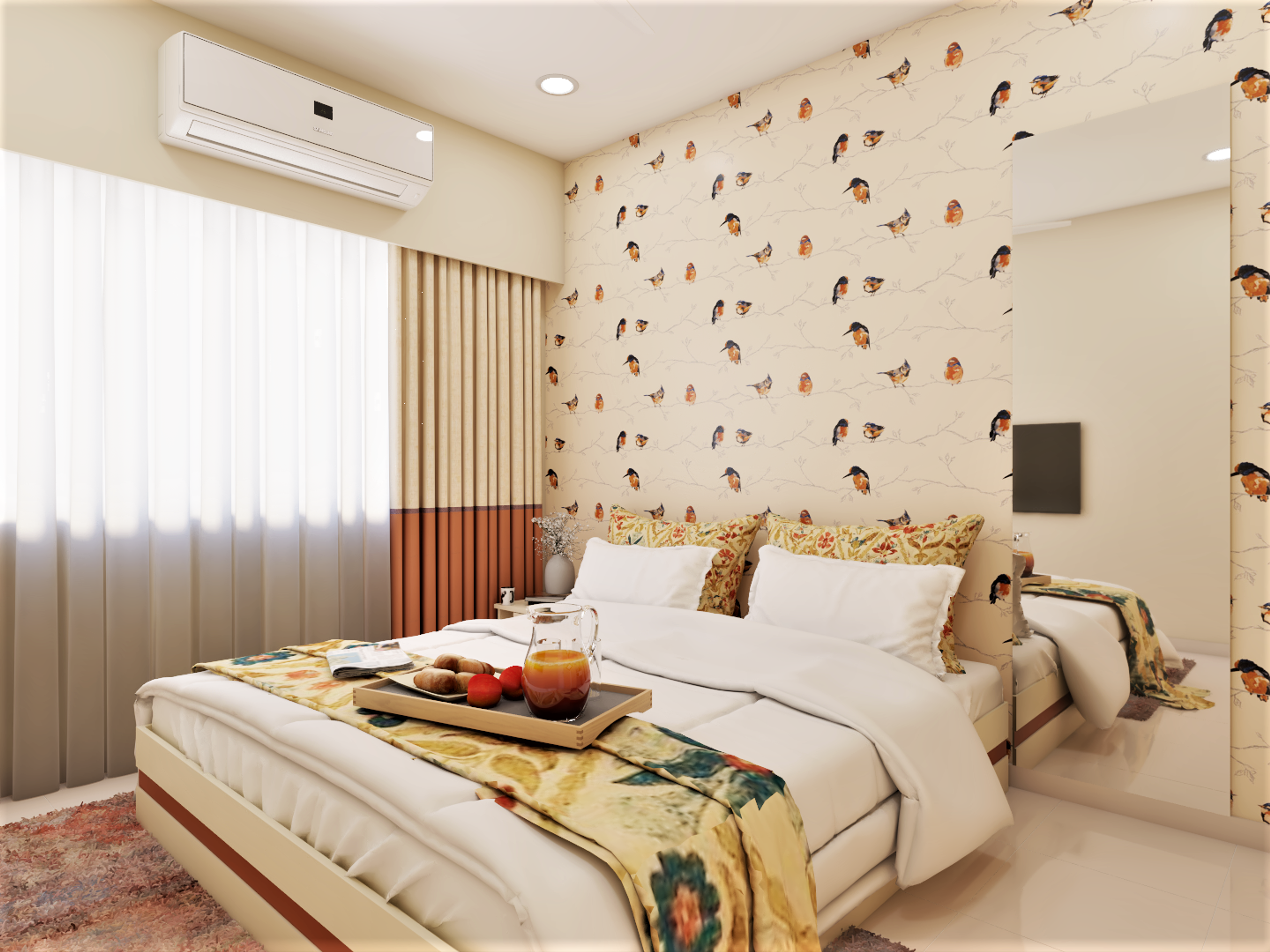 Spacious Tropical Master Bedroom In Bright Refreshing Colours