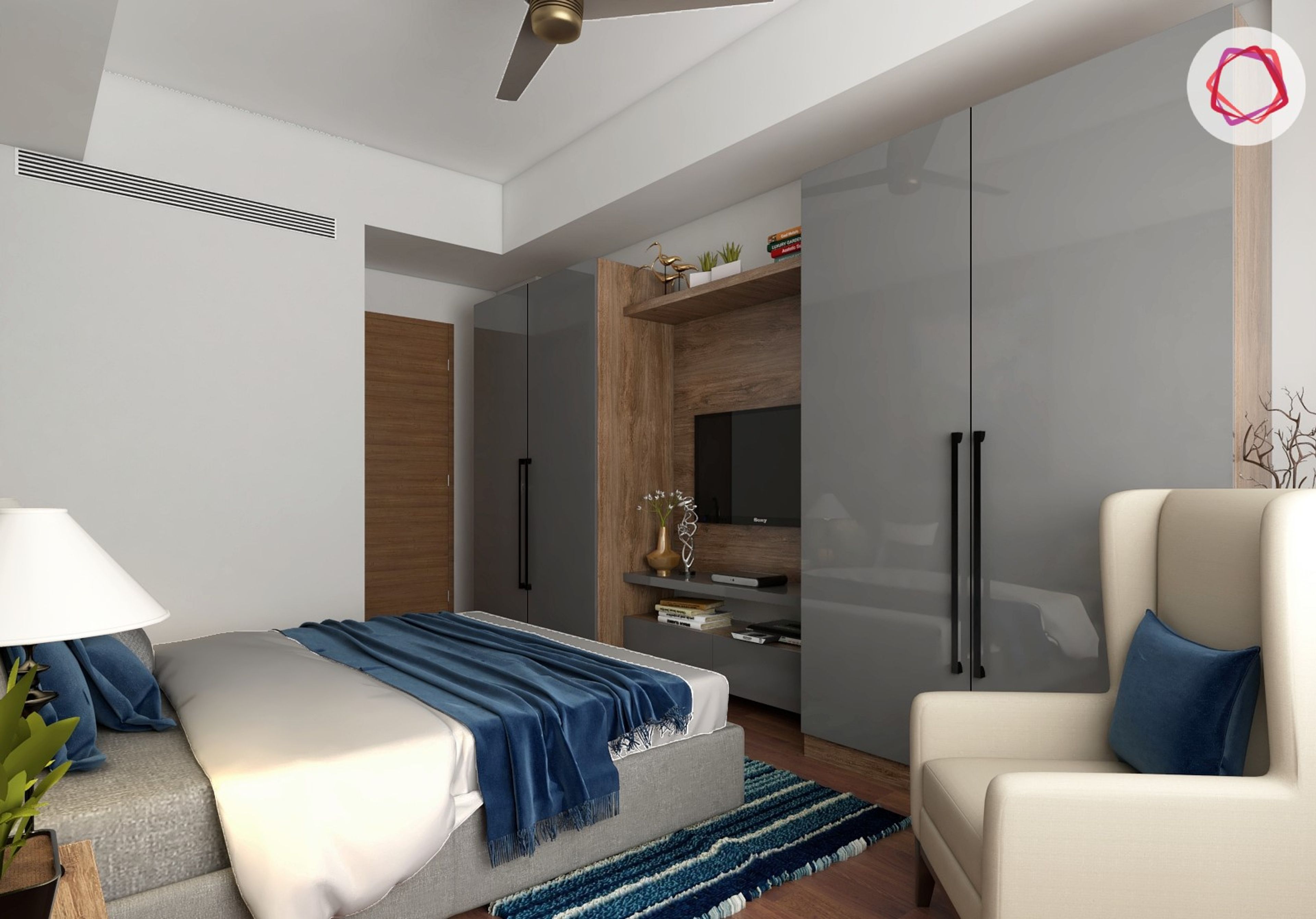 Cool Blue Coastal Bedroom - Livspace