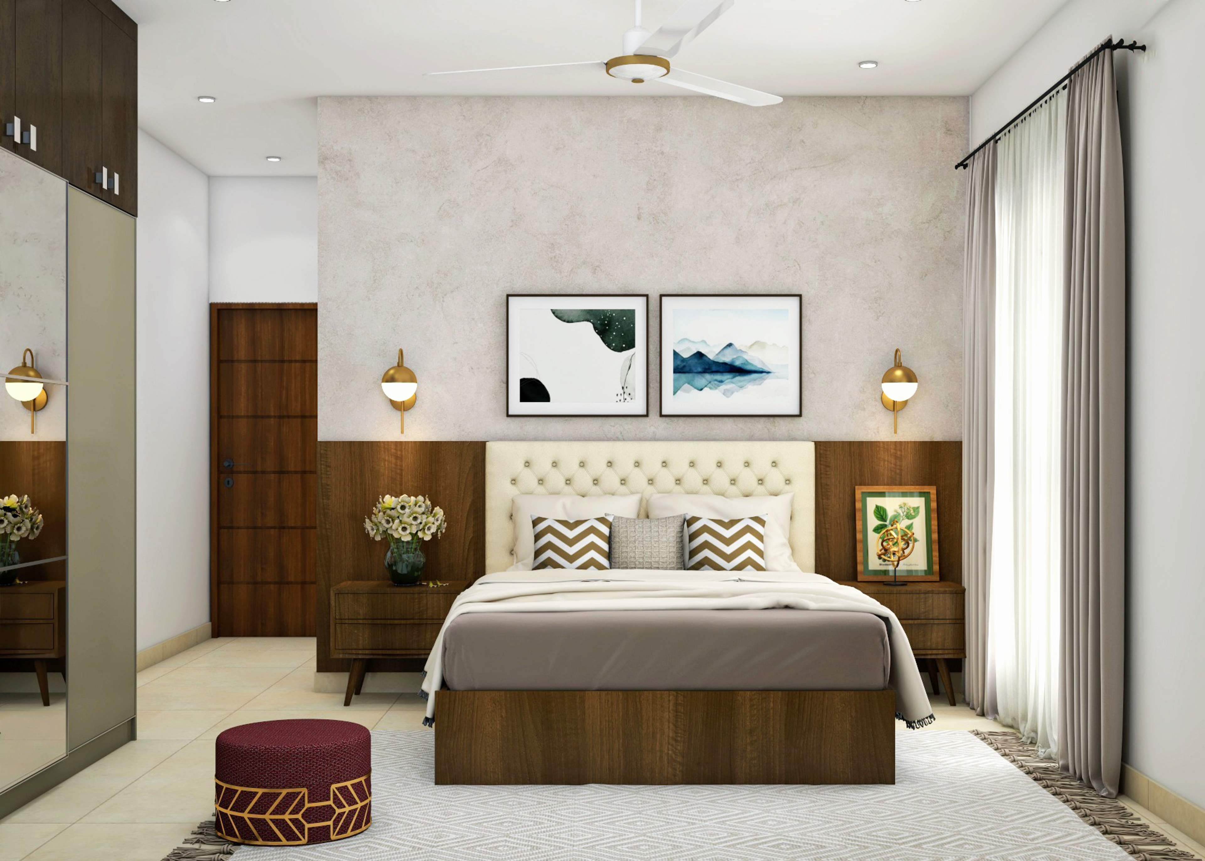 Rustic Stylish Bedroom - Livspace