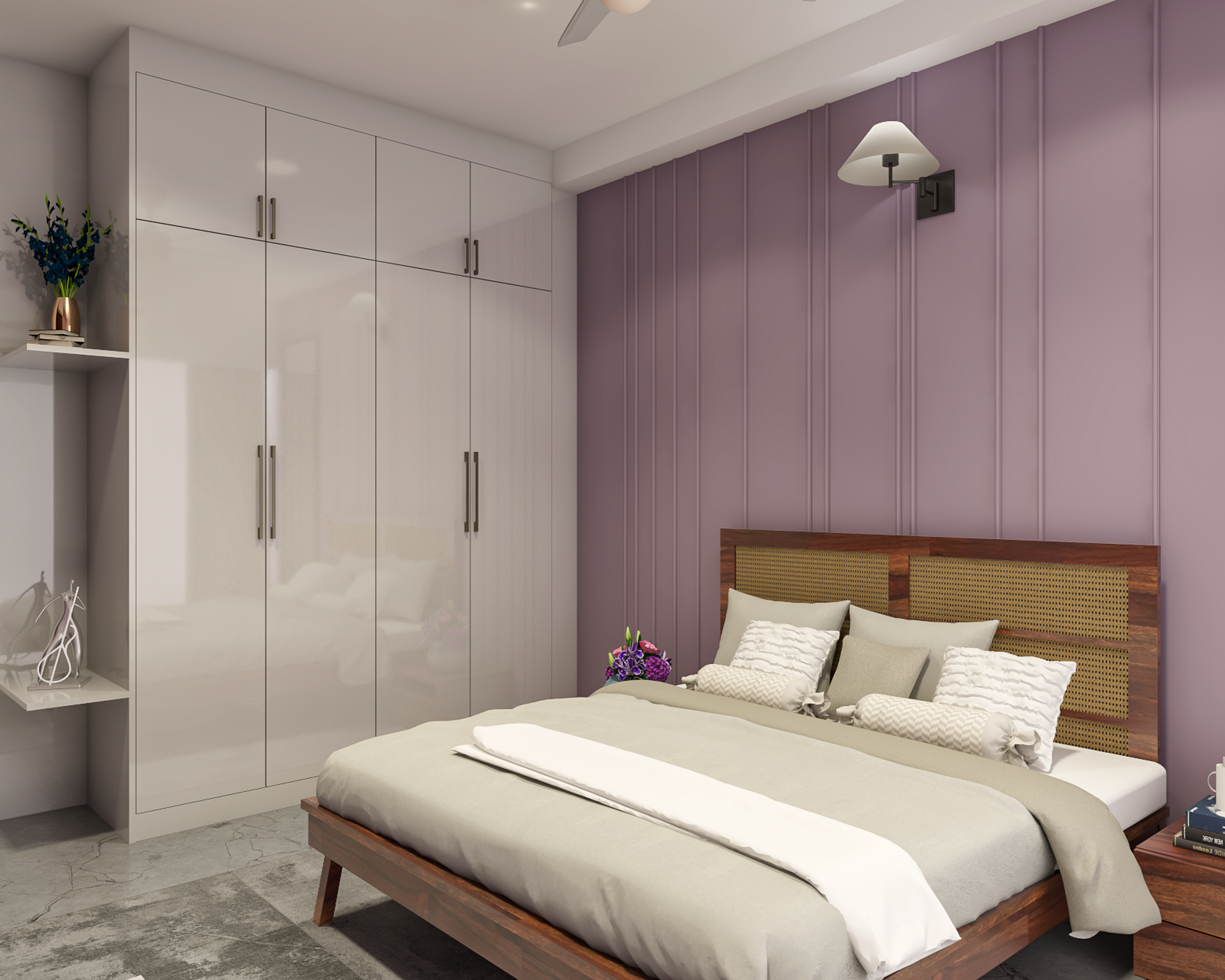 Small French Country Master Bedroom In Light Colours And Ample Storage