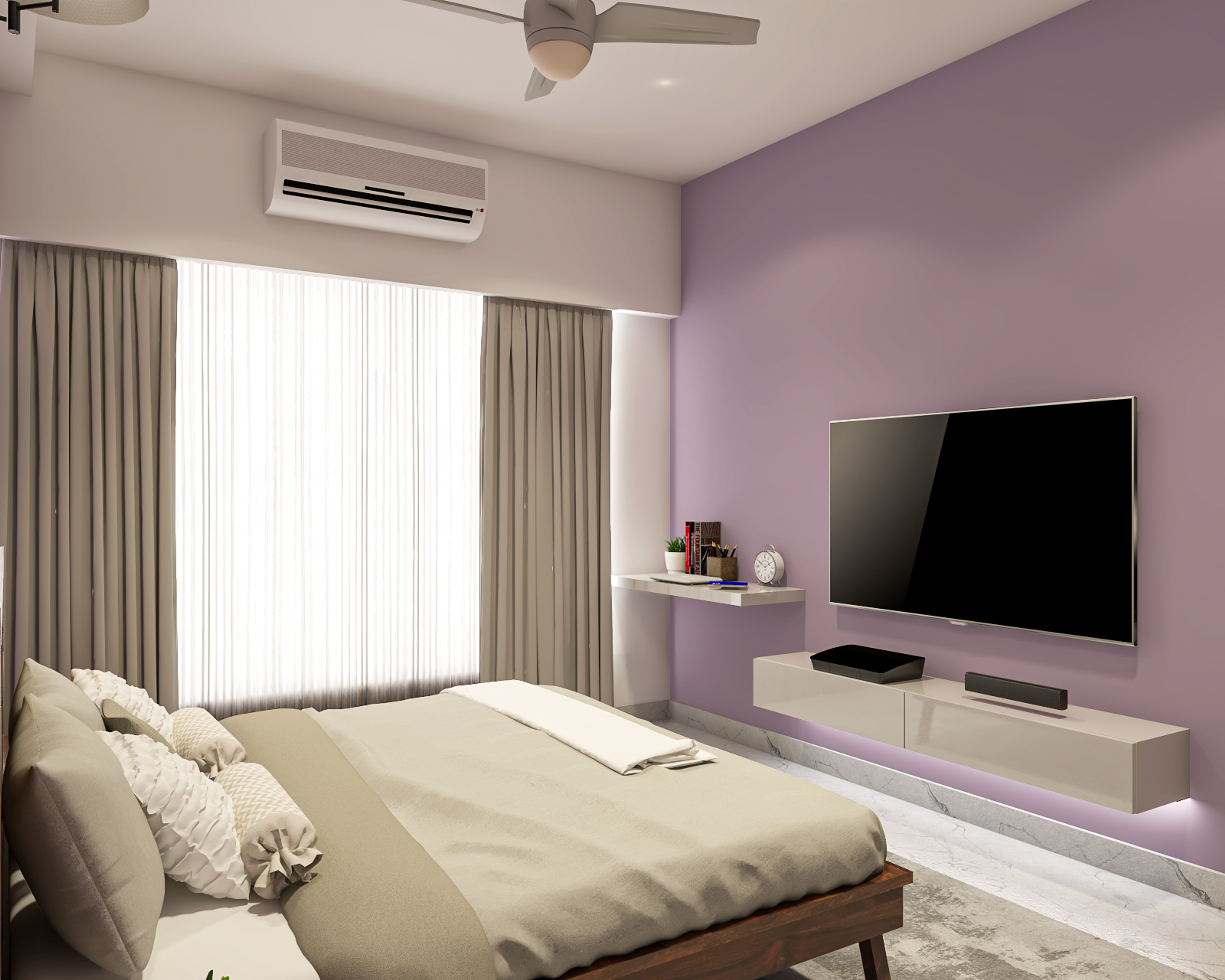 Comfortable Compact Bedroom - Livspace