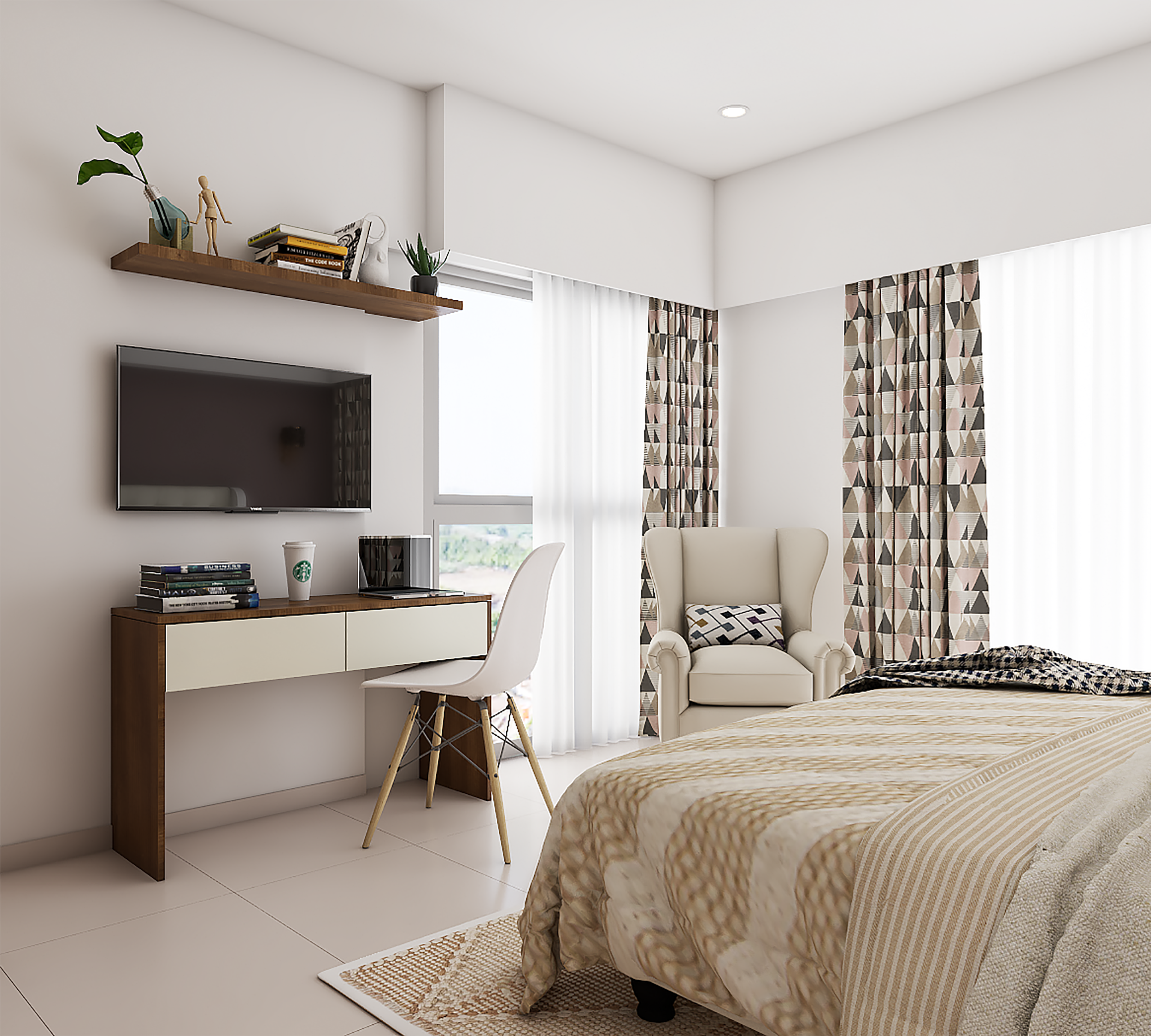 Convenient Modern Style Bedroom - Livspace