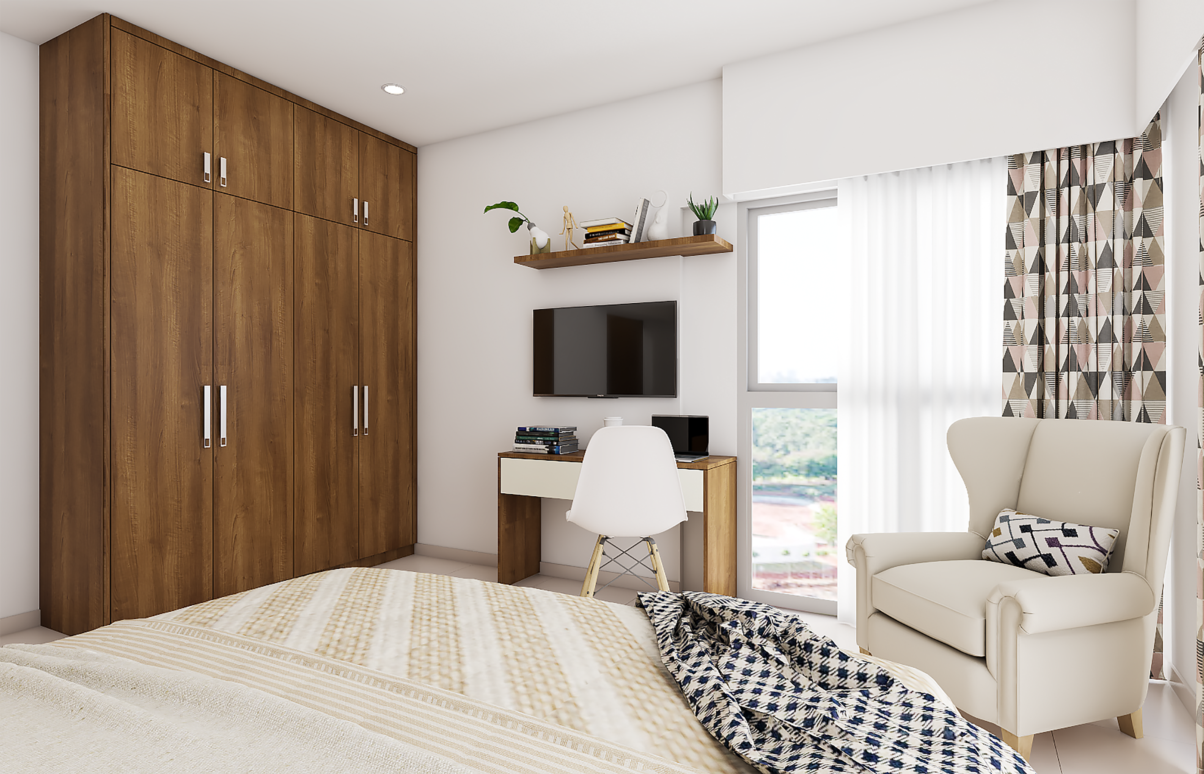 Convenient Modern Style Bedroom - Livspace