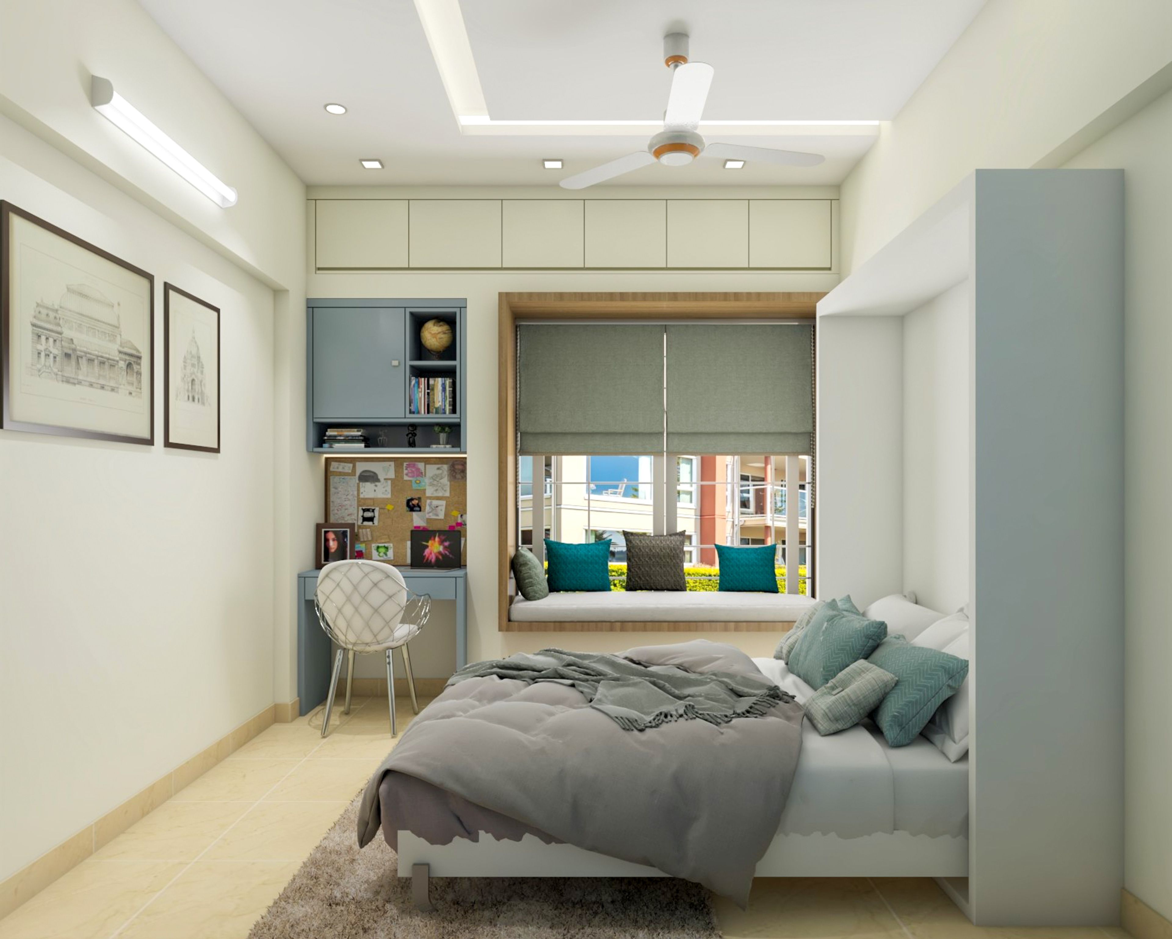 Modern Eclectic Bedroom with Window Seat - Livspace