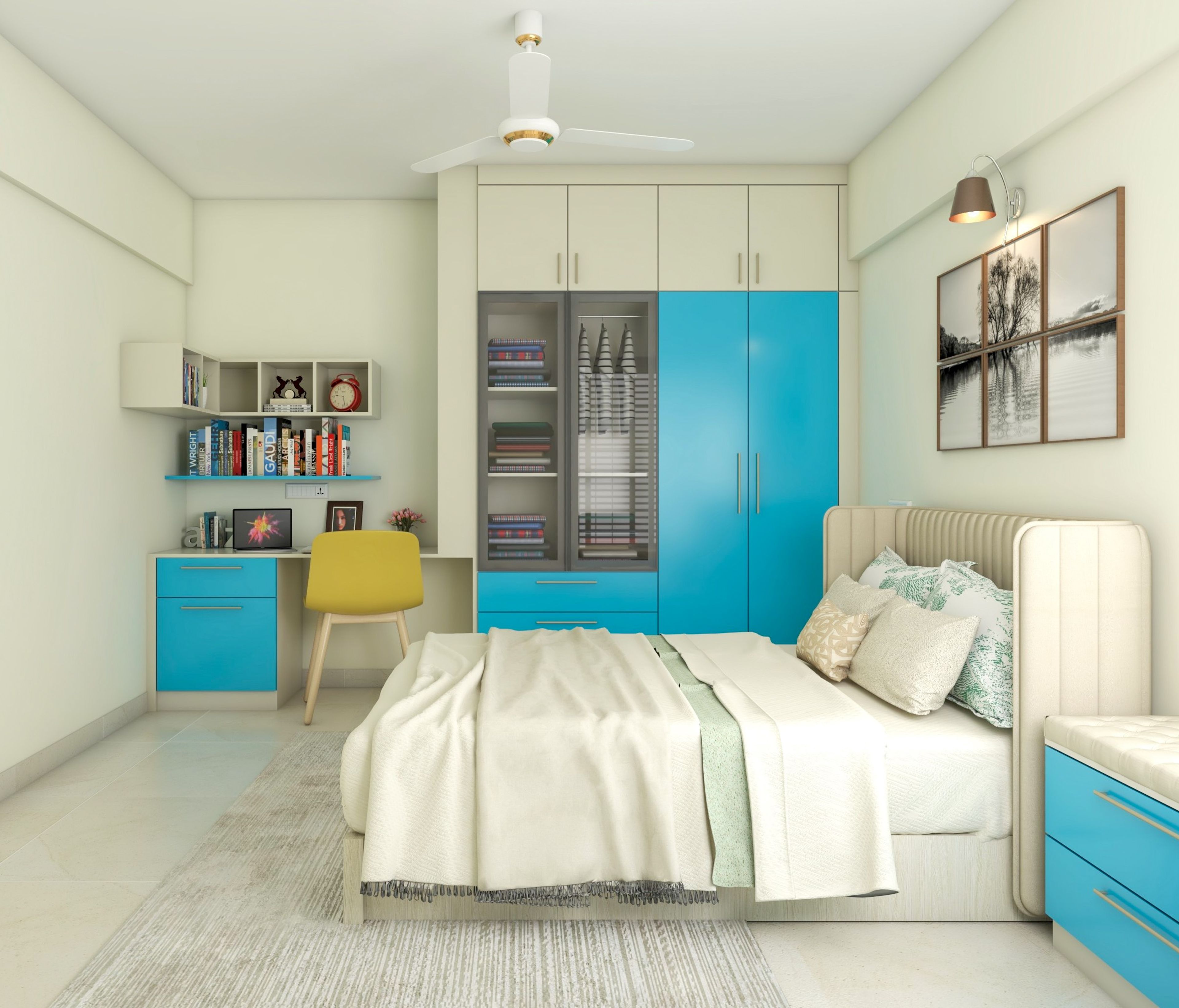 Spacious Kid's Room With Study Table and Ample storage space - Livspace