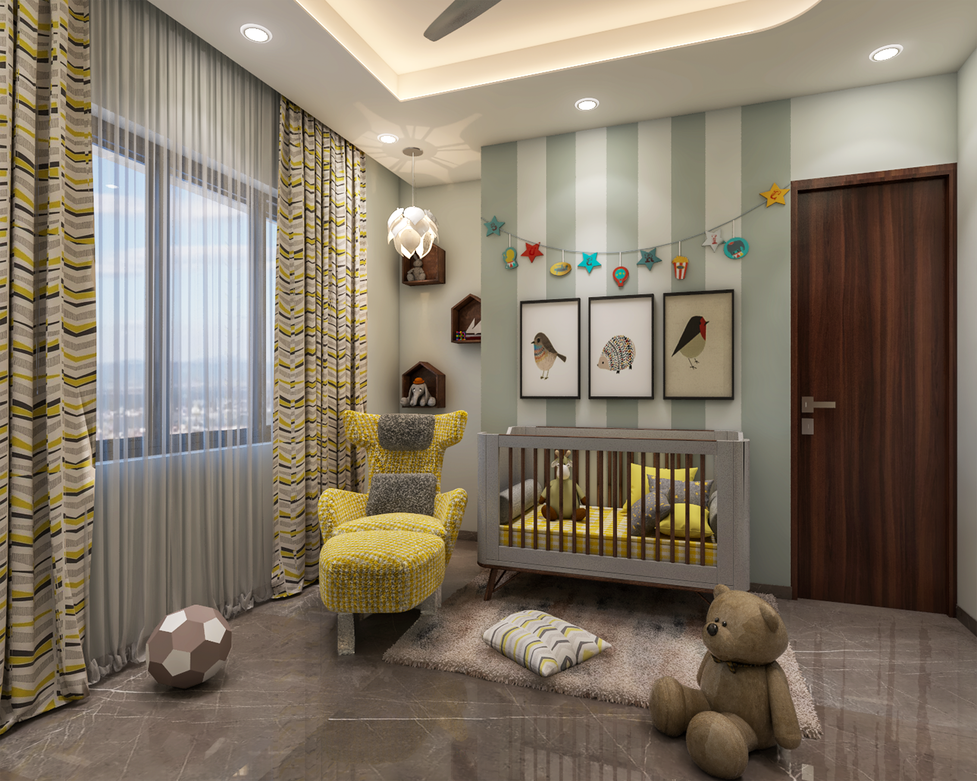 Small Kid's Bedroom With Study Table And Extra Storage