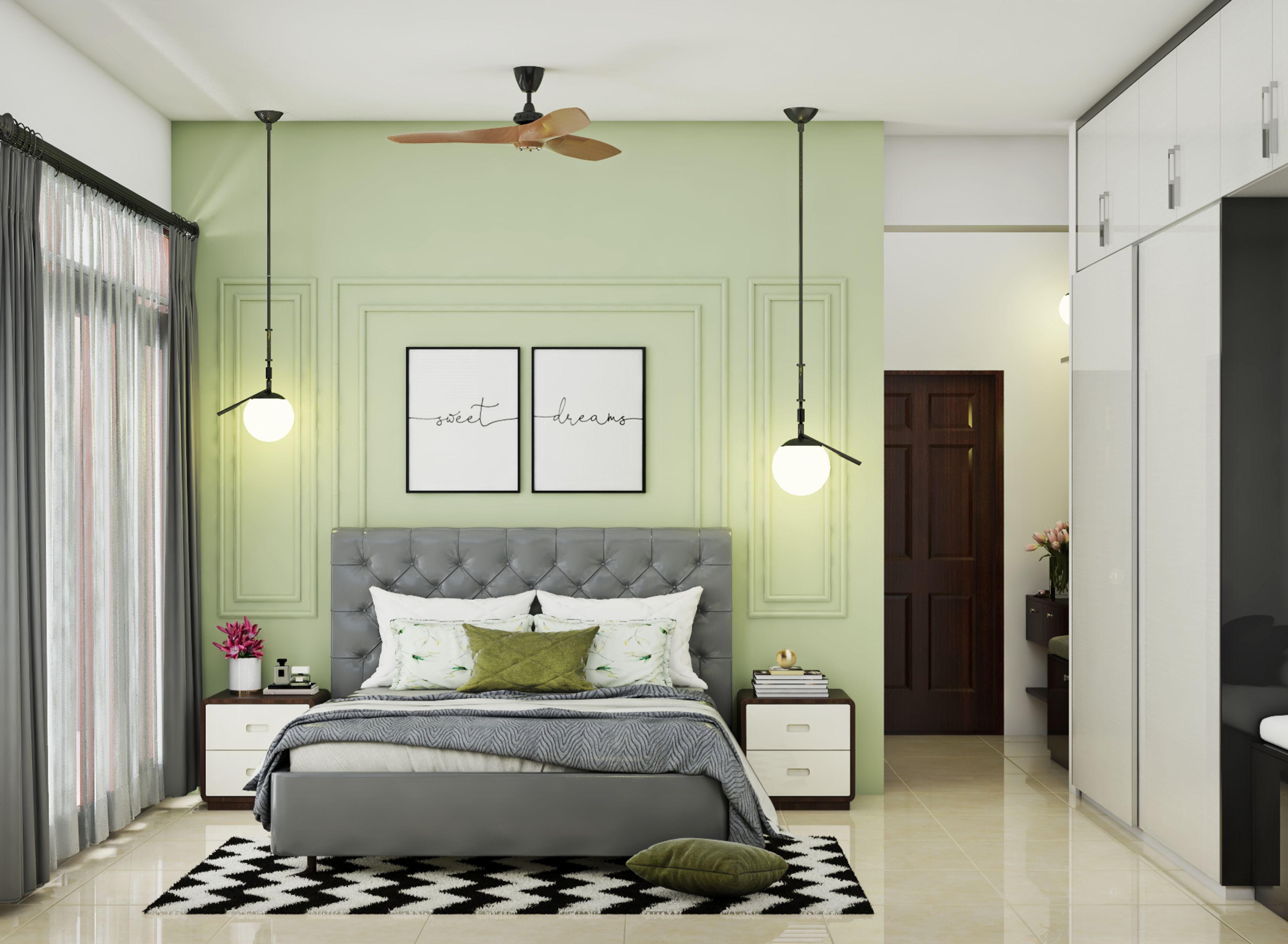 Scandinavian Kid's Bedroom With Sliding Wardrobe For Extra Storage