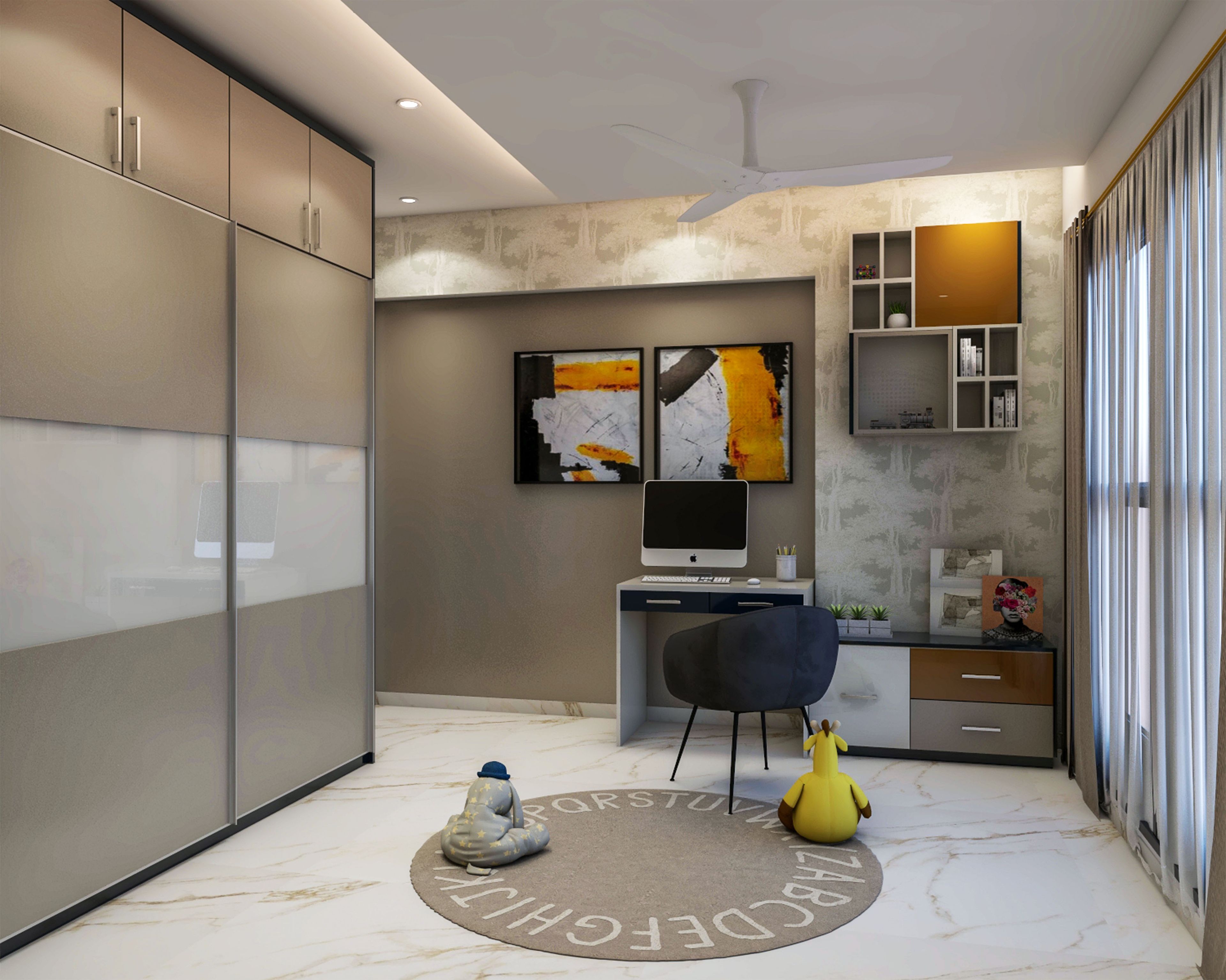 Compact Rustic Themed Bedroom – Livspace