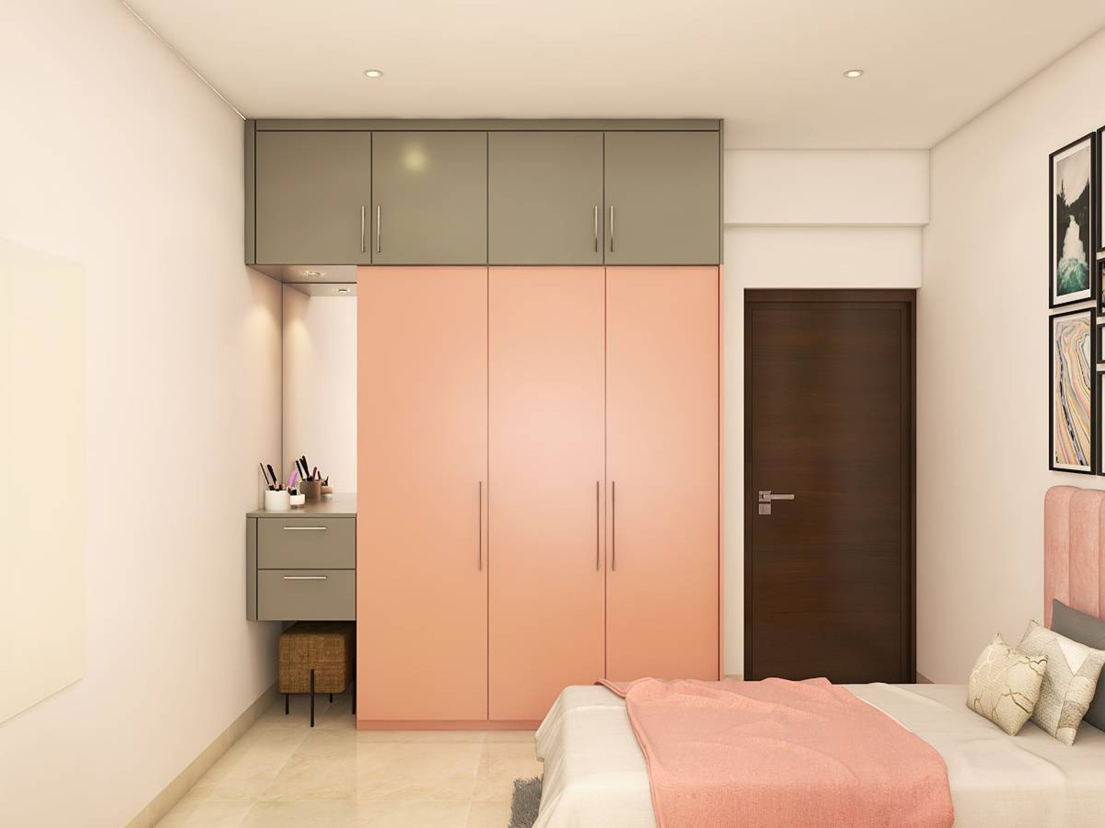 Small Low Maintenance Kid's Bedroom in Pink And Grey