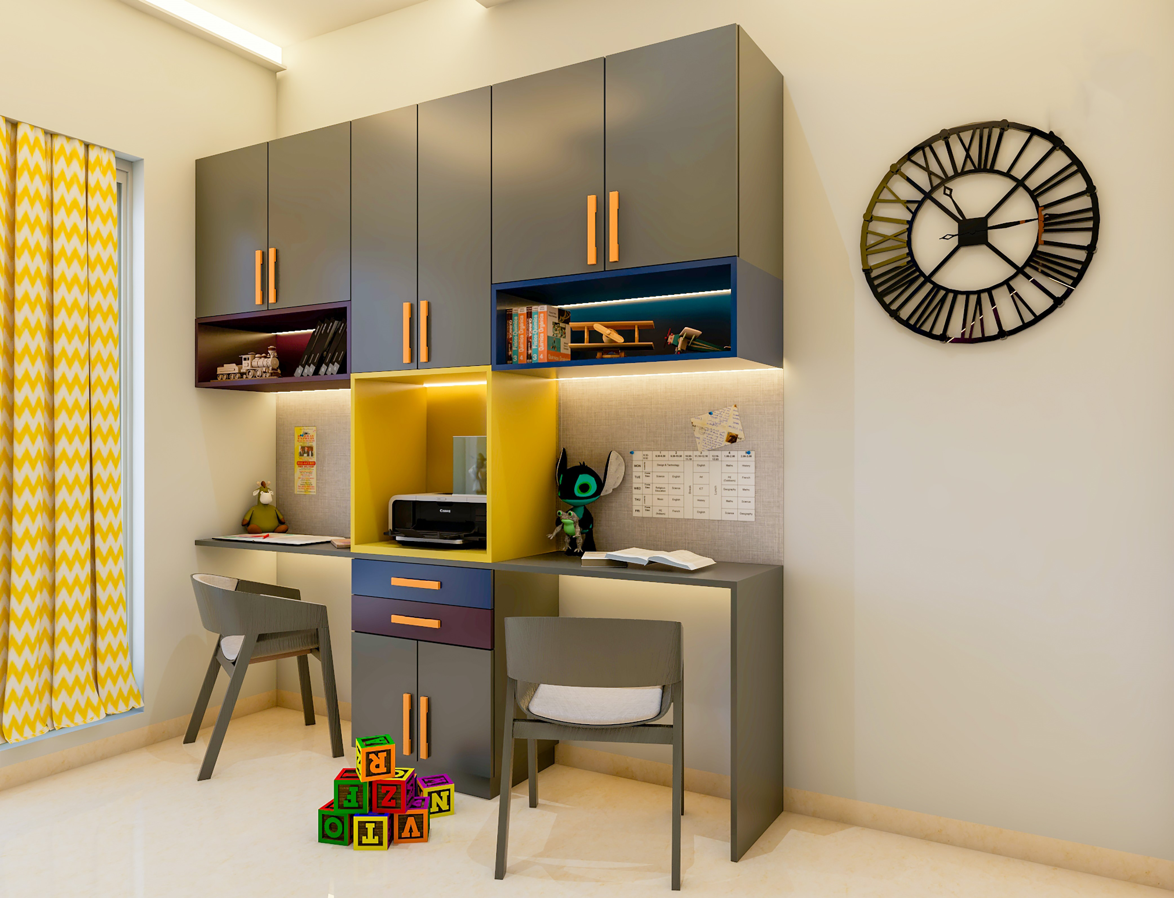 Charming Compact Kids’ Bedroom Livspace