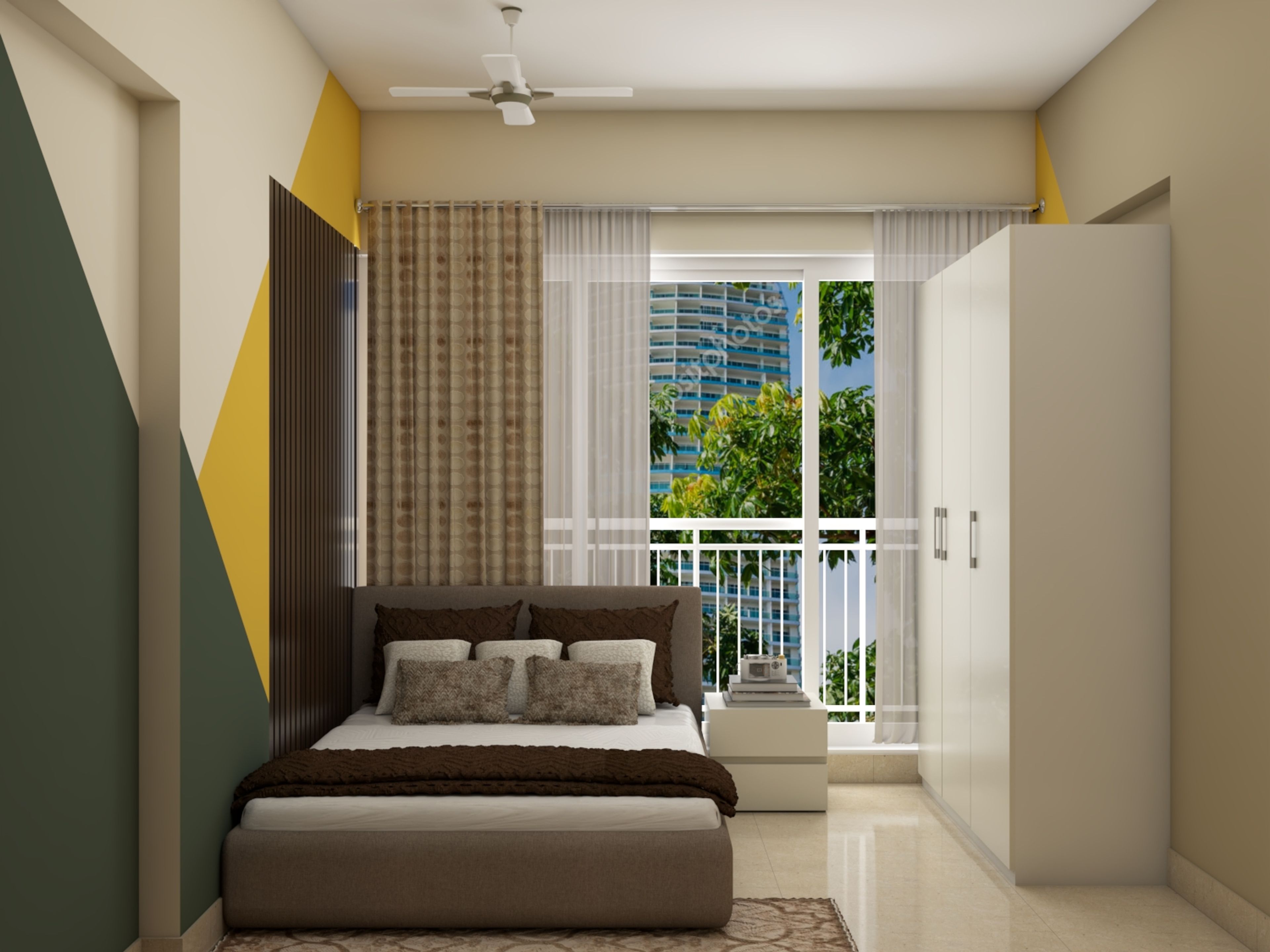 Small Kid's Bedroom With Hinged Wardrobe For Storage