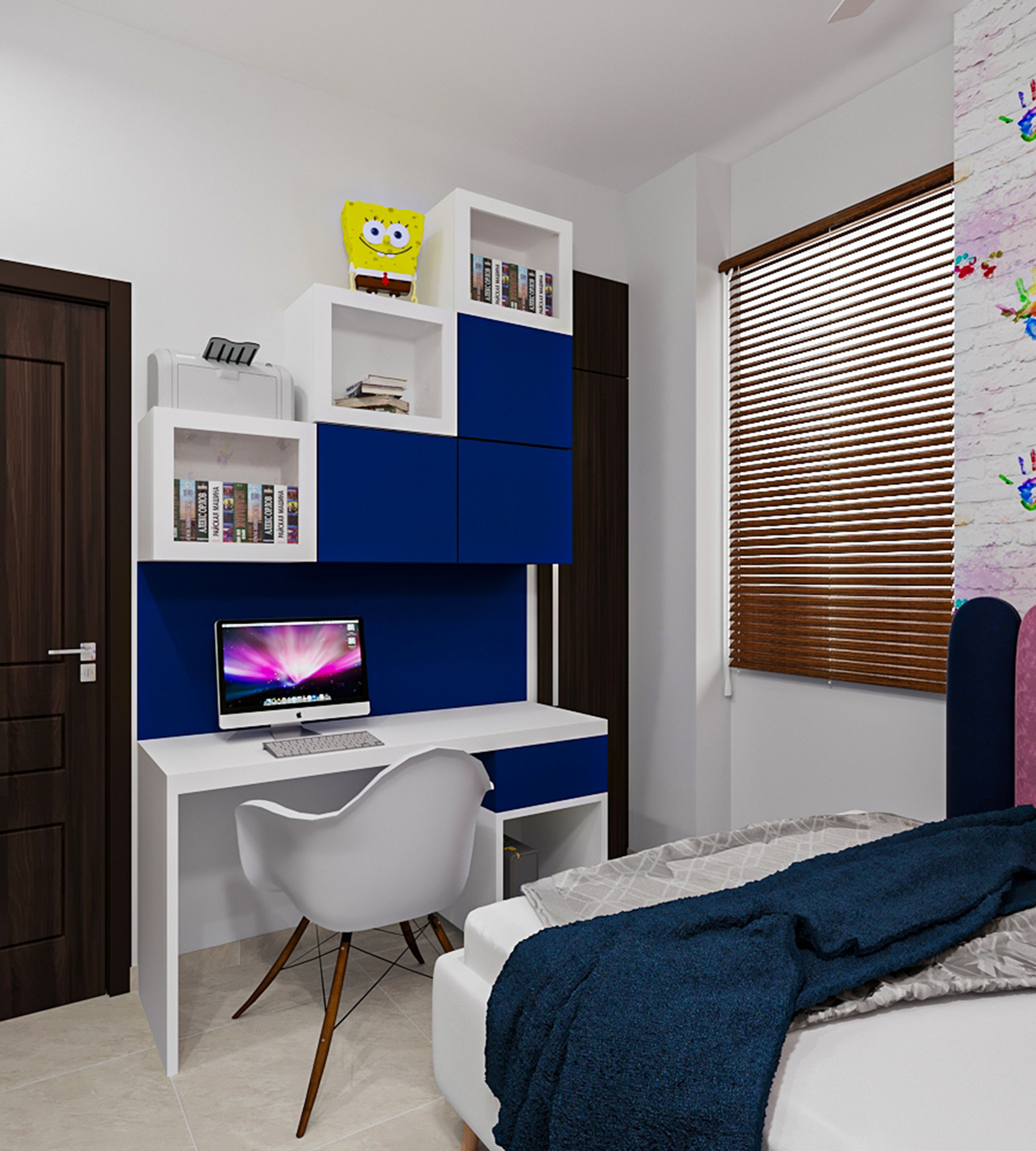 Space-efficient Modern Kids’ Bedroom Livspace