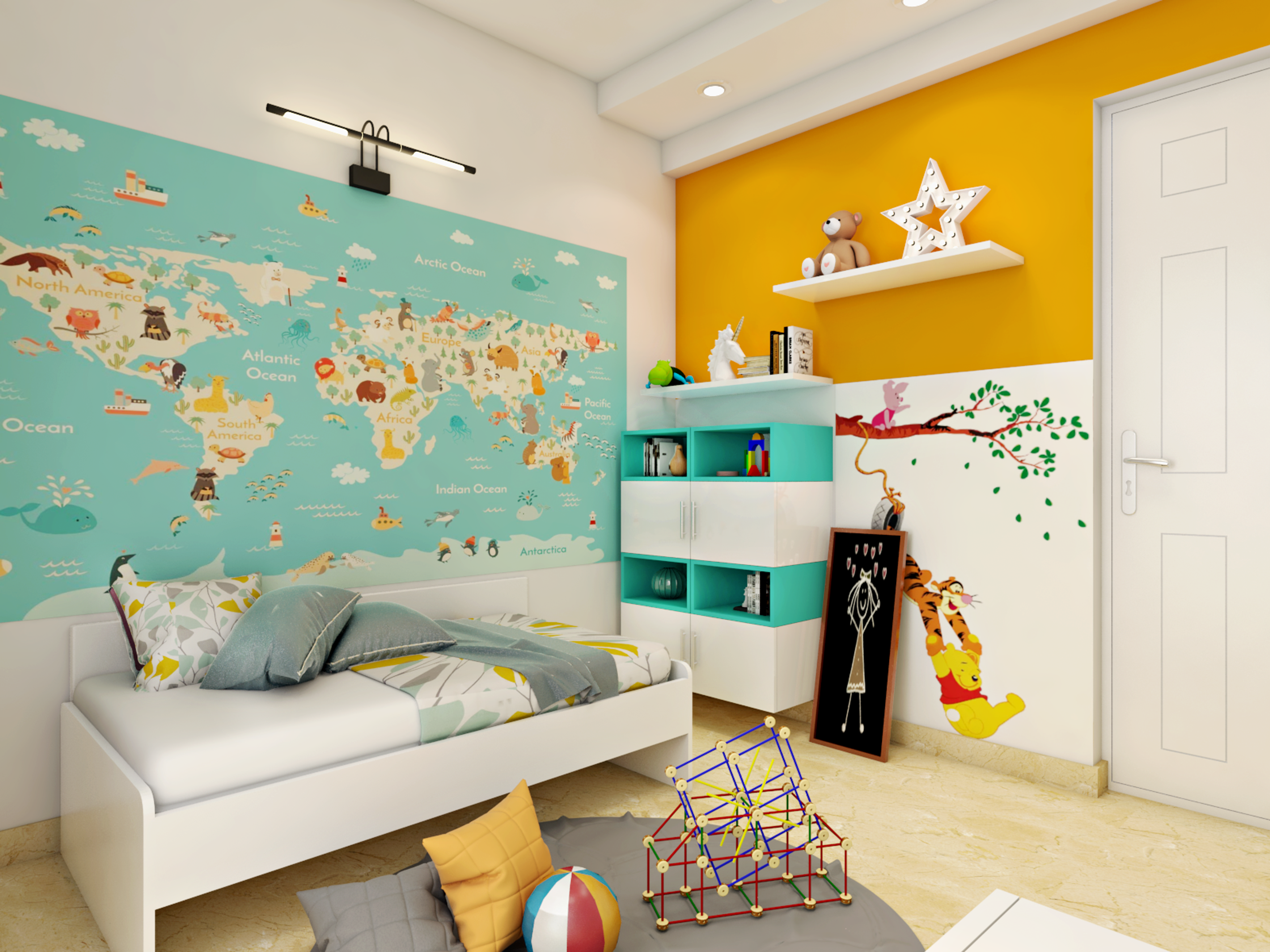 Modern Kid's Bedroom With Open Furniture Set