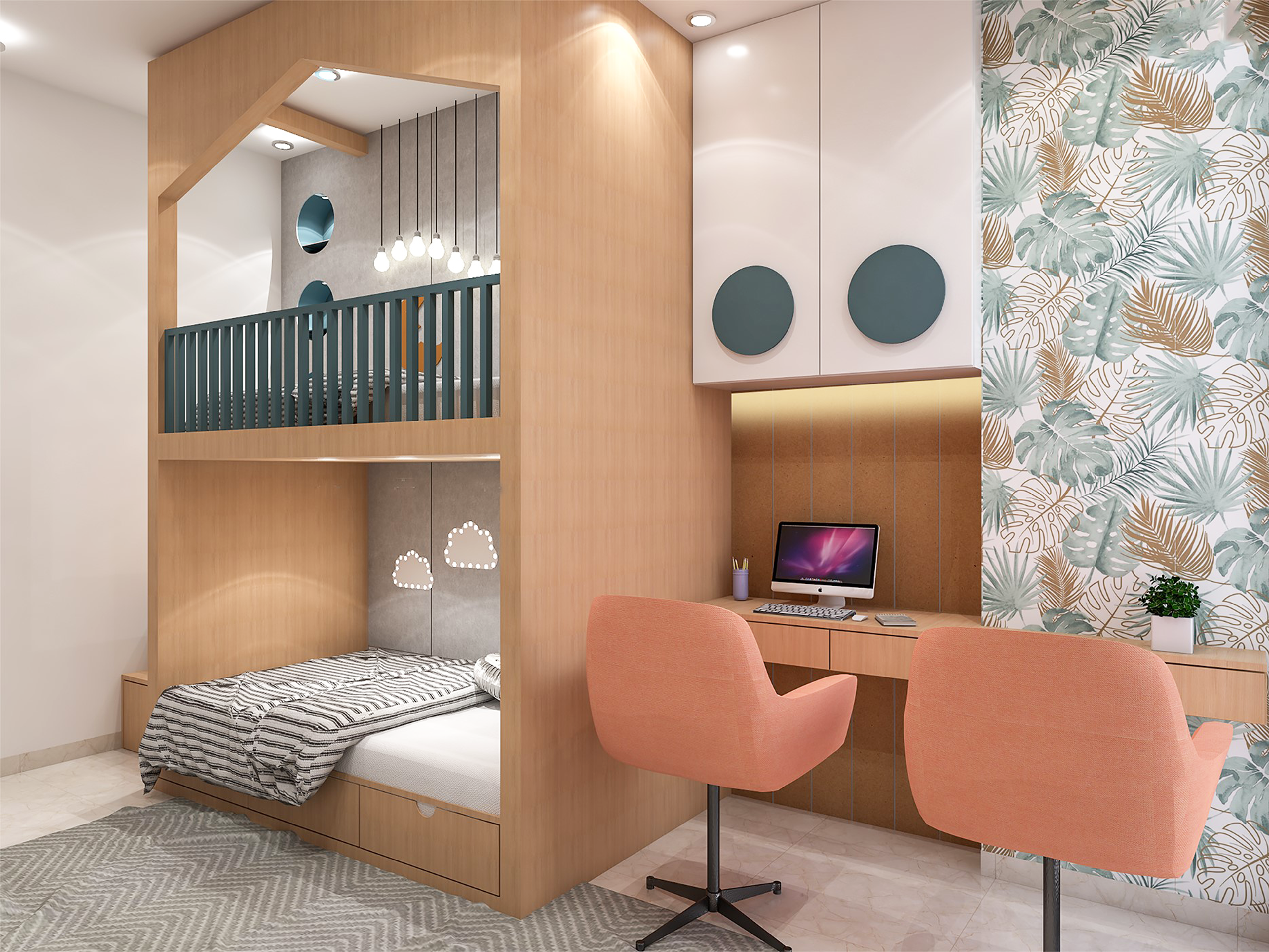 Dreamy Spacious Minimal Glam Kids’ Bedroom Livspace