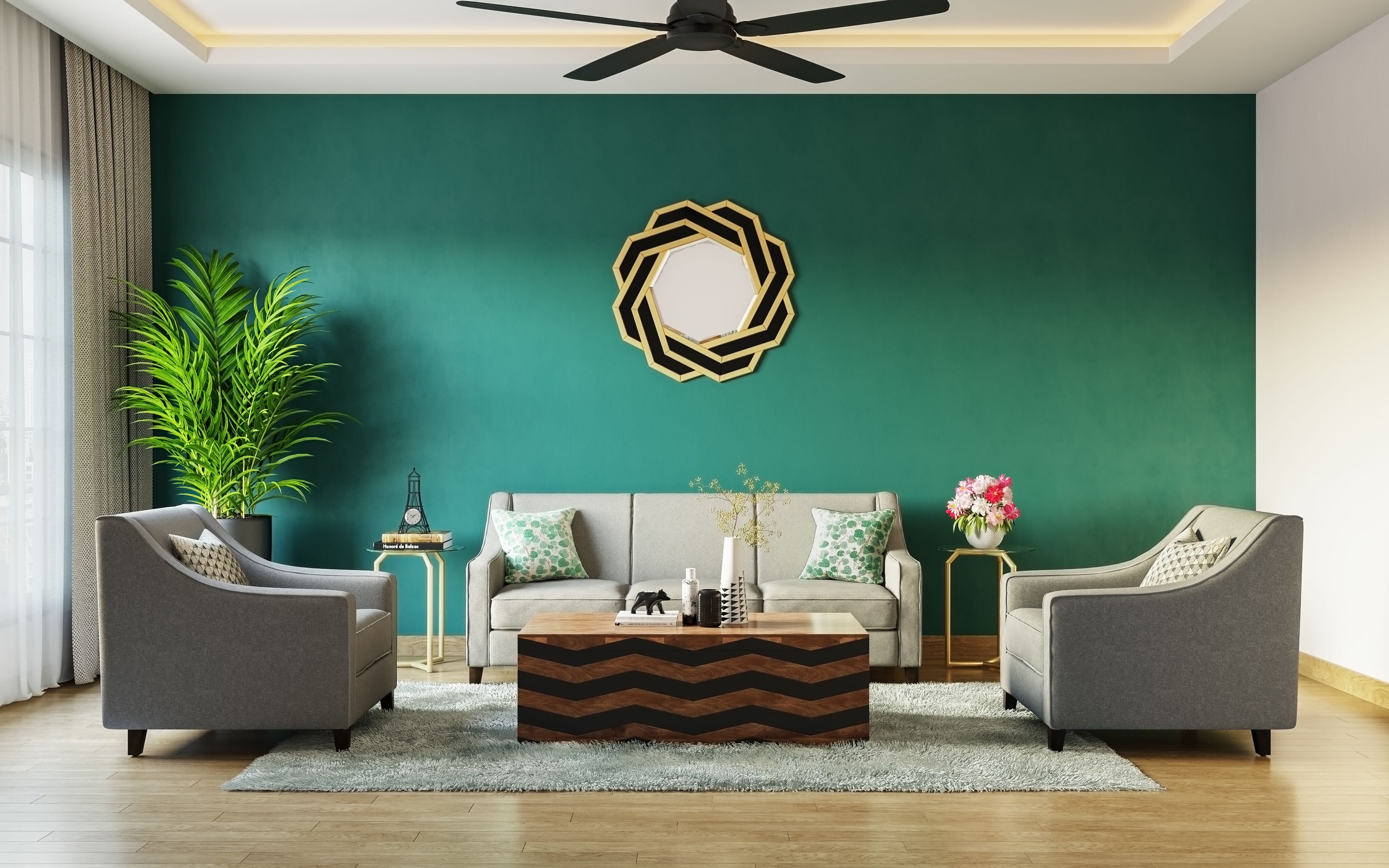 Spacious Tropical Living Room With Calming Colour Tones