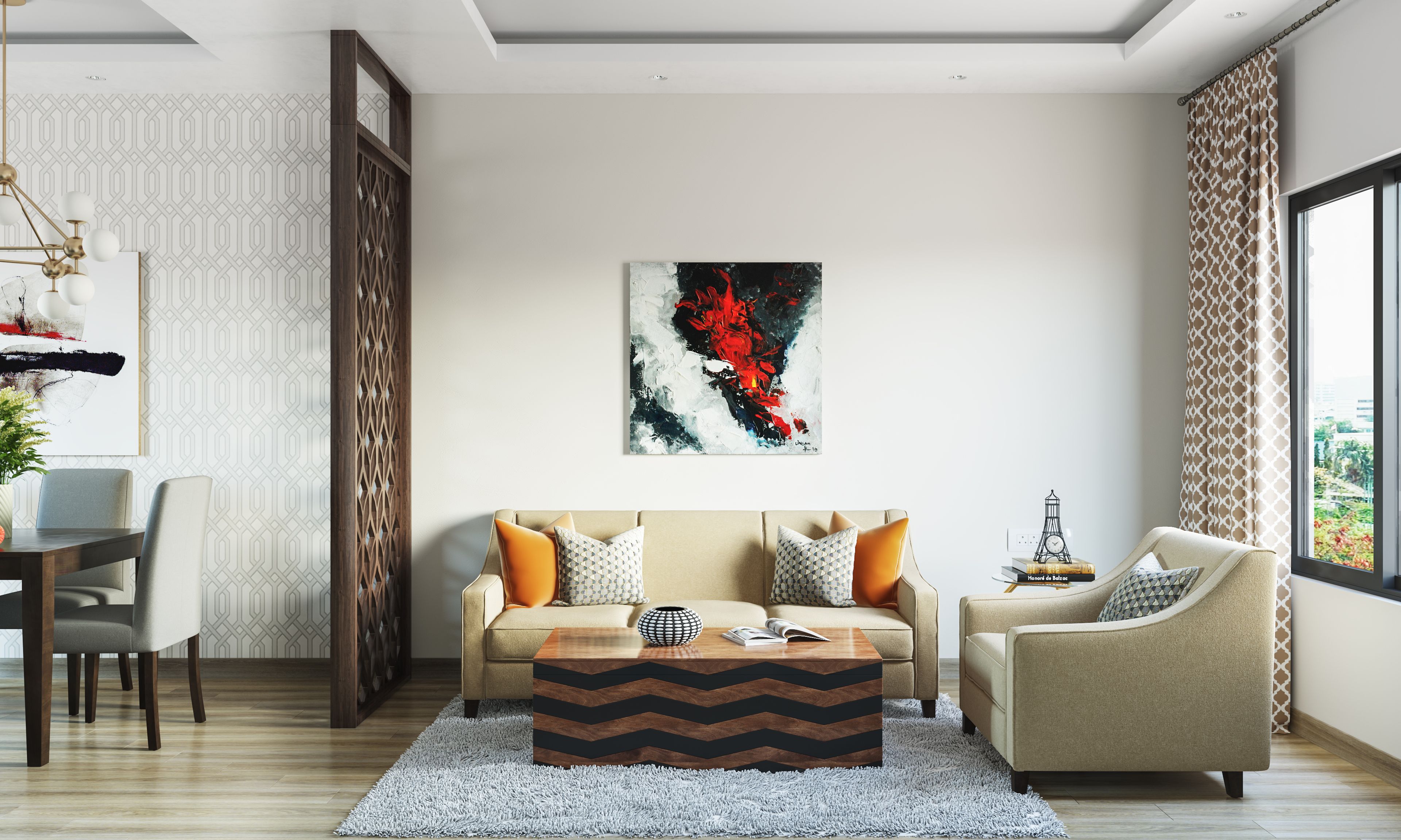 Multifunctional Modern Living Room With Large Framework