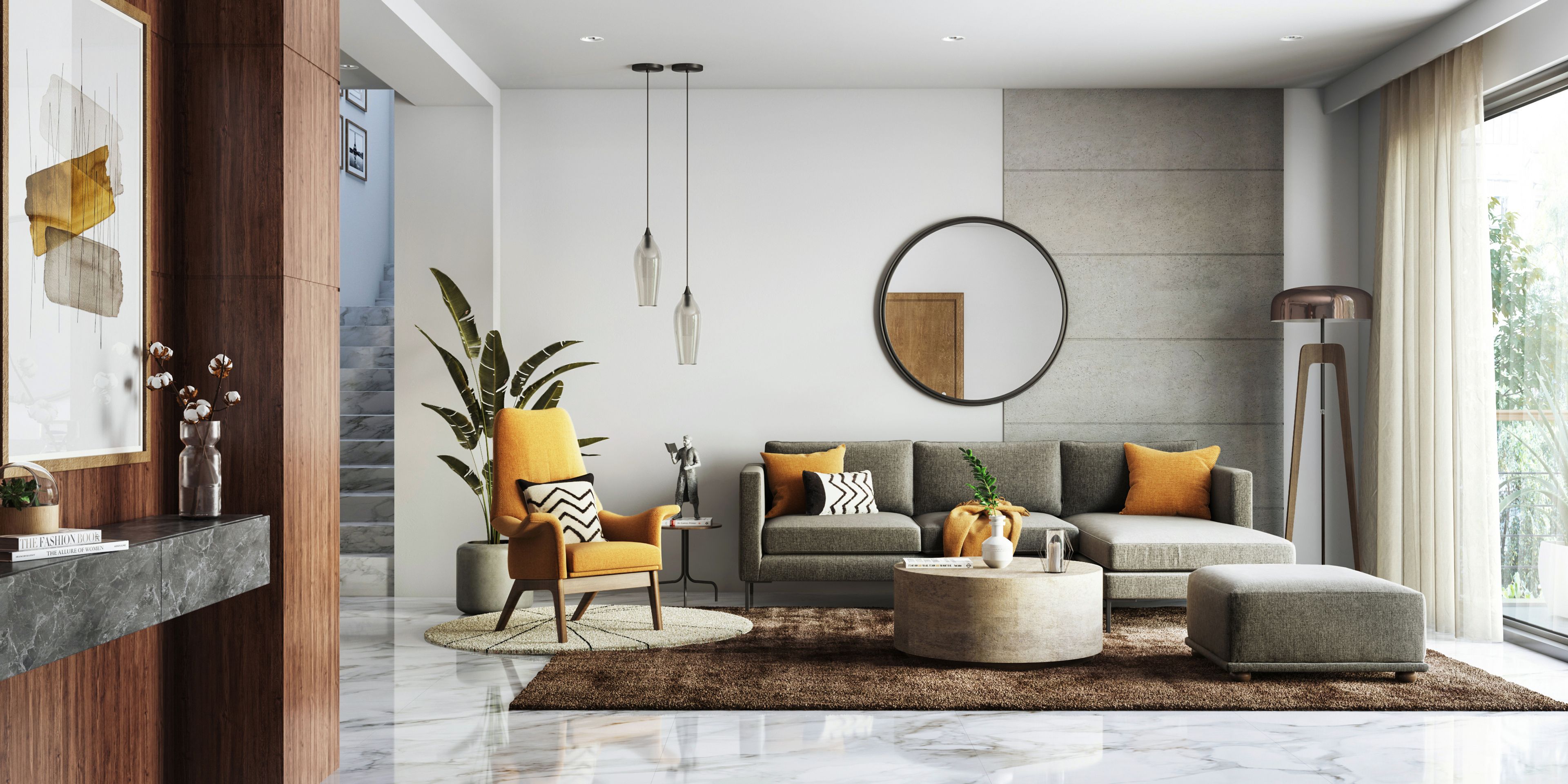 Small Contemporary Style Living Room With Indoor Plants