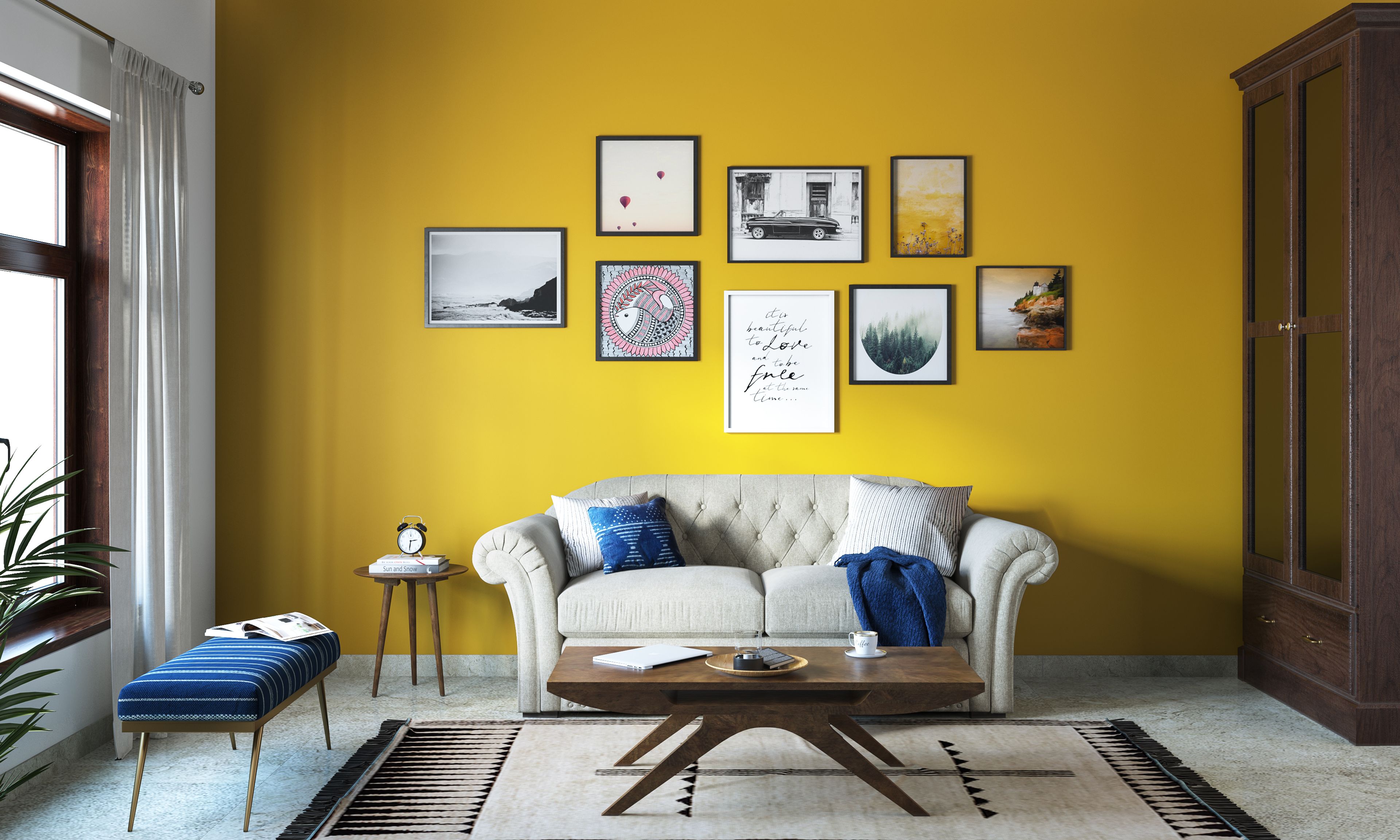 Compact Living Room With Minimal Furniture And Light Colour Palettes