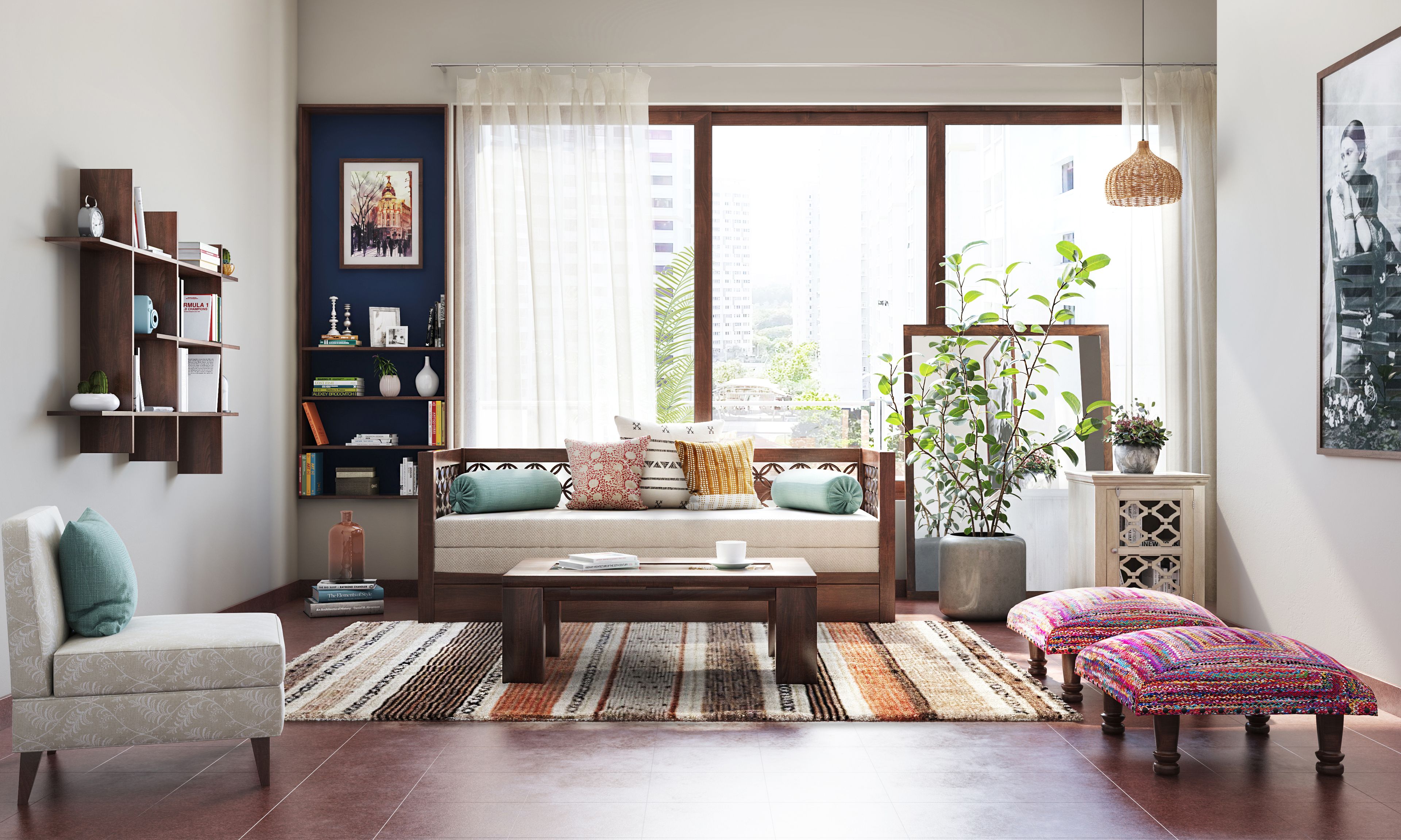 Spacious Neutral Palette Living Room With Open Layout