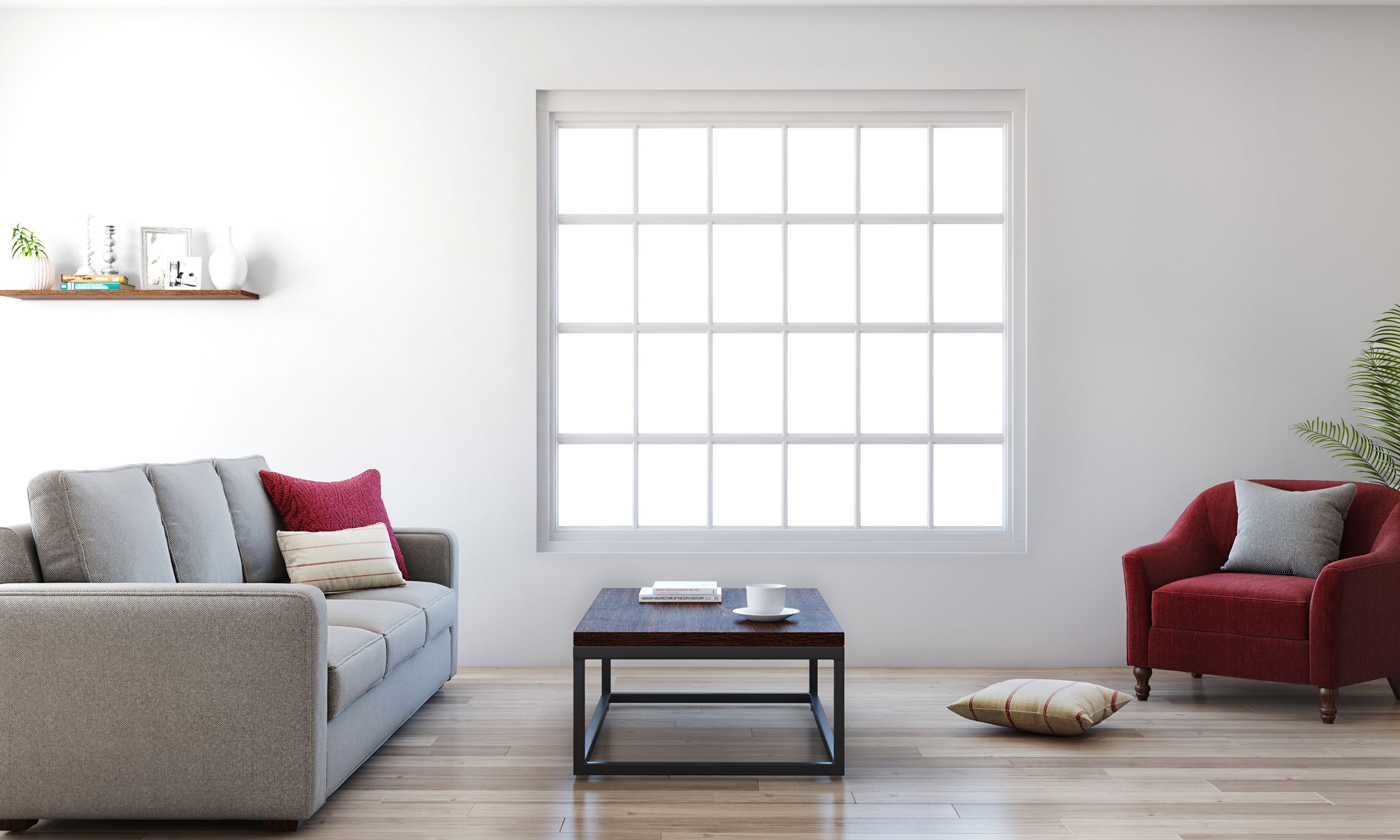 Minimal White Living Room For Compact Rental Homes