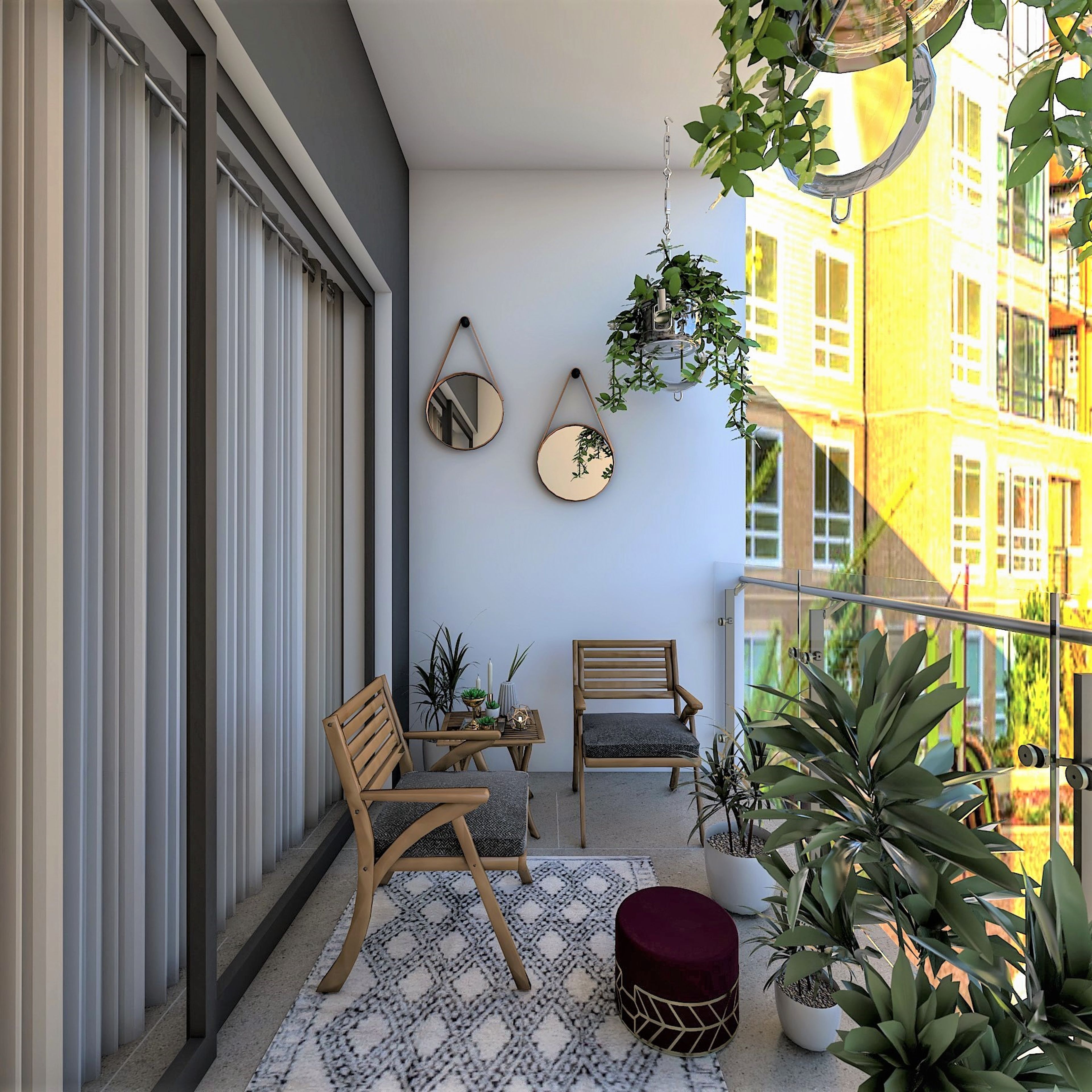 Small Balcony With Chic Furniture