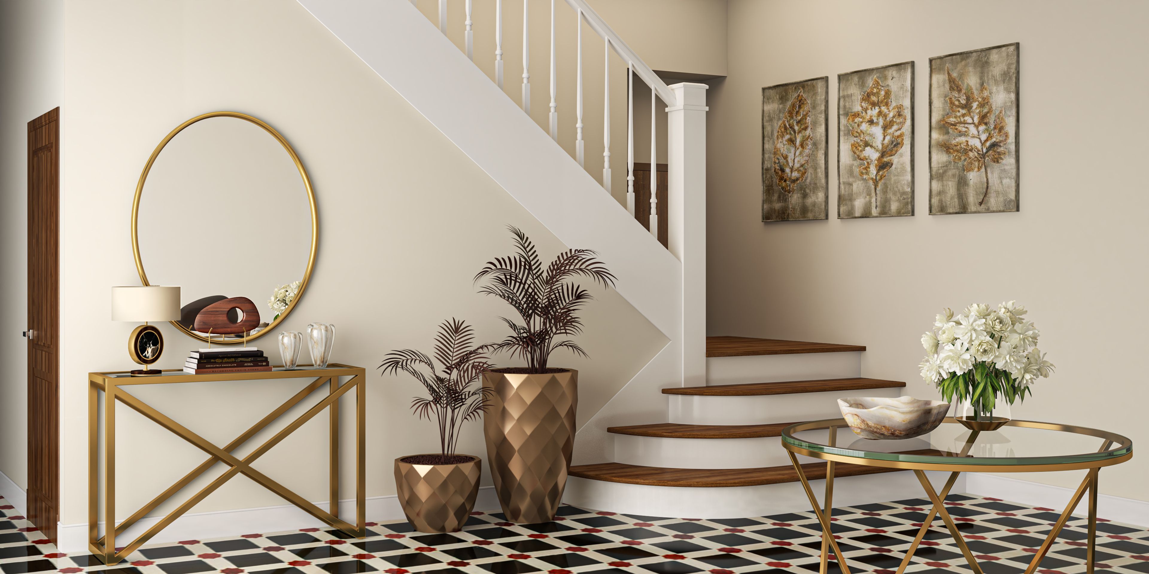 Modern Foyer With Minimal Art Deco Design Elements