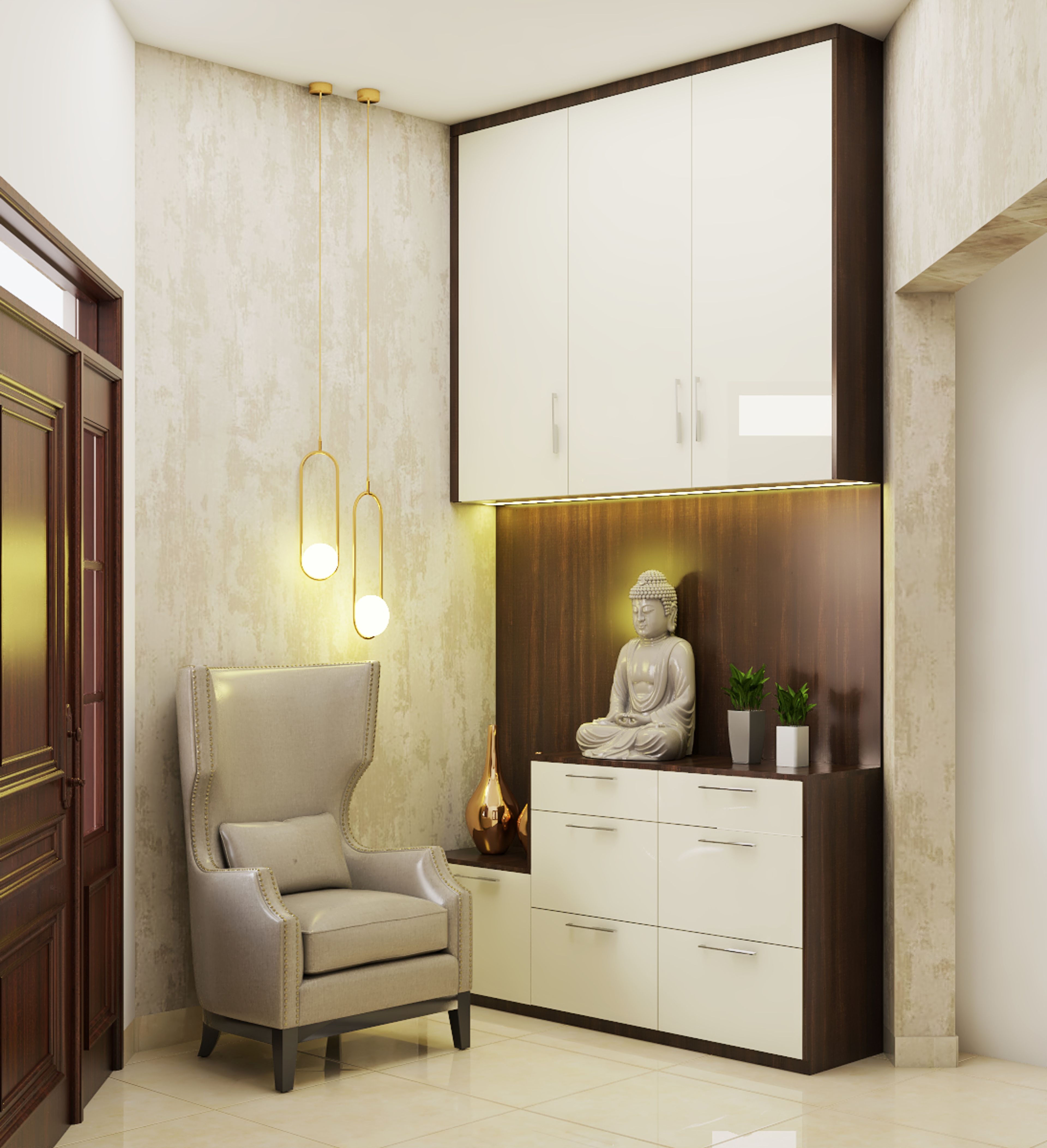 Luxurious Foyer Area With Accent Chair - Livspace