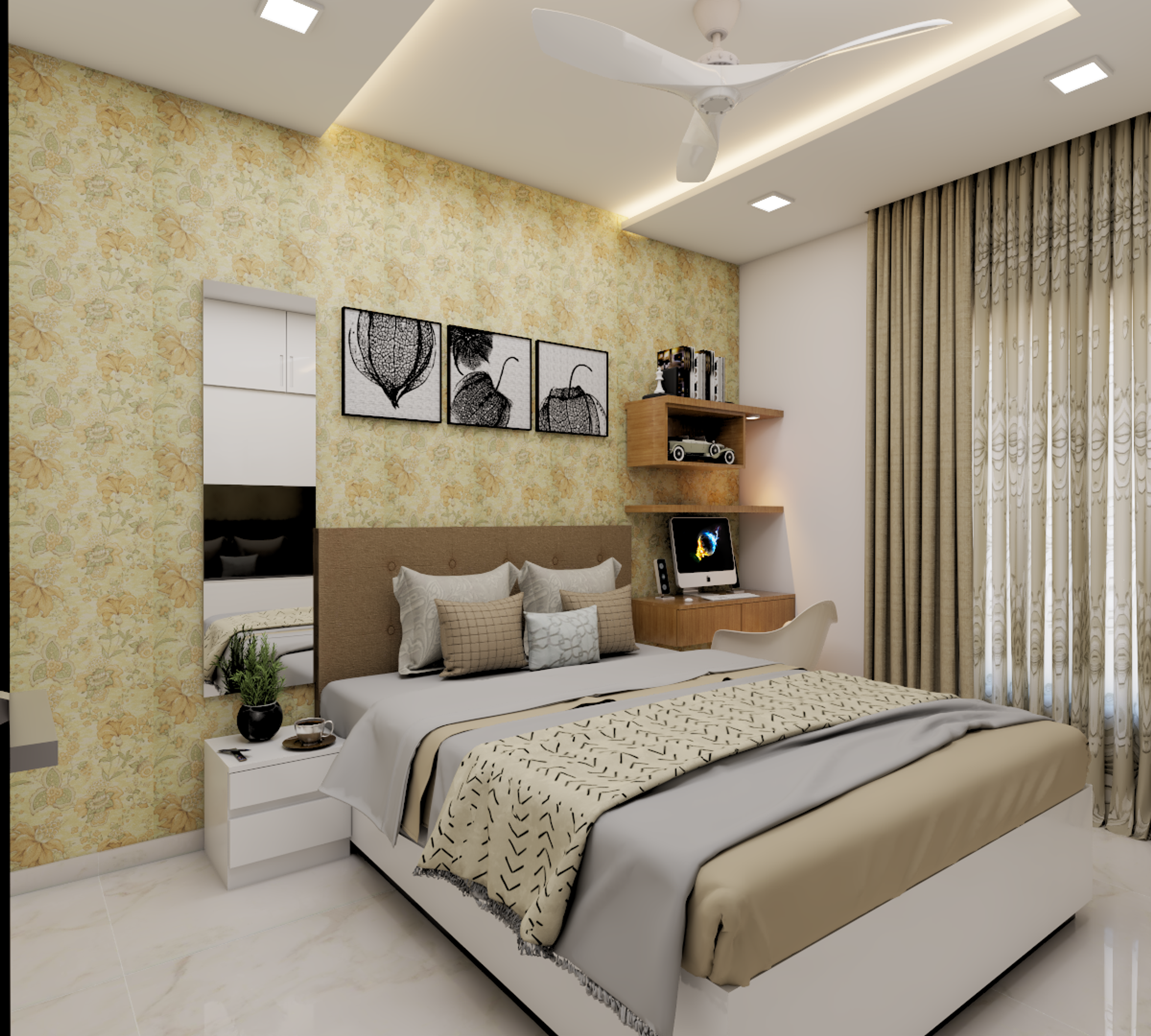 Compact Bedroom with Study Nook