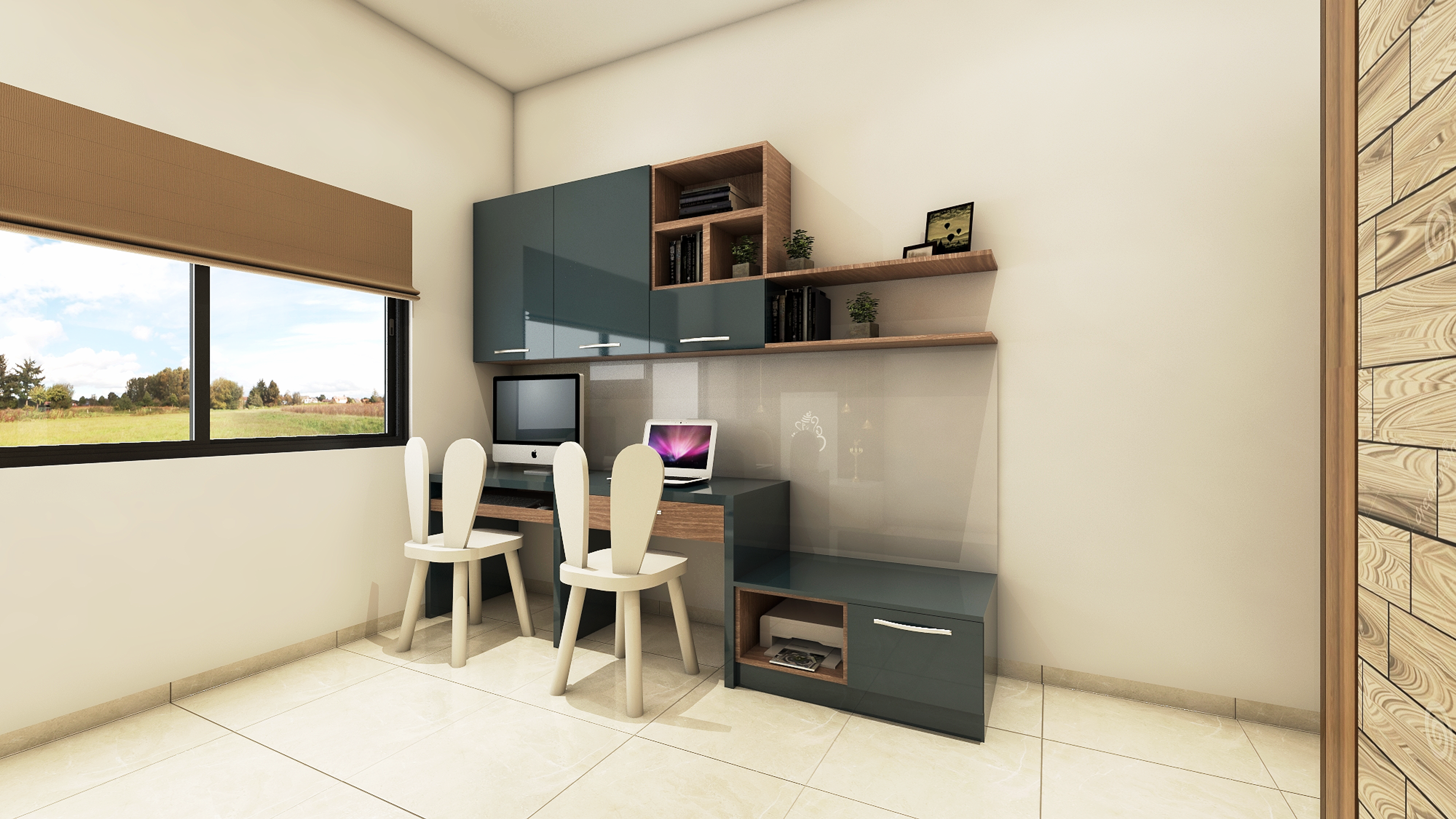 Well Lit Home Office With Ample Storage