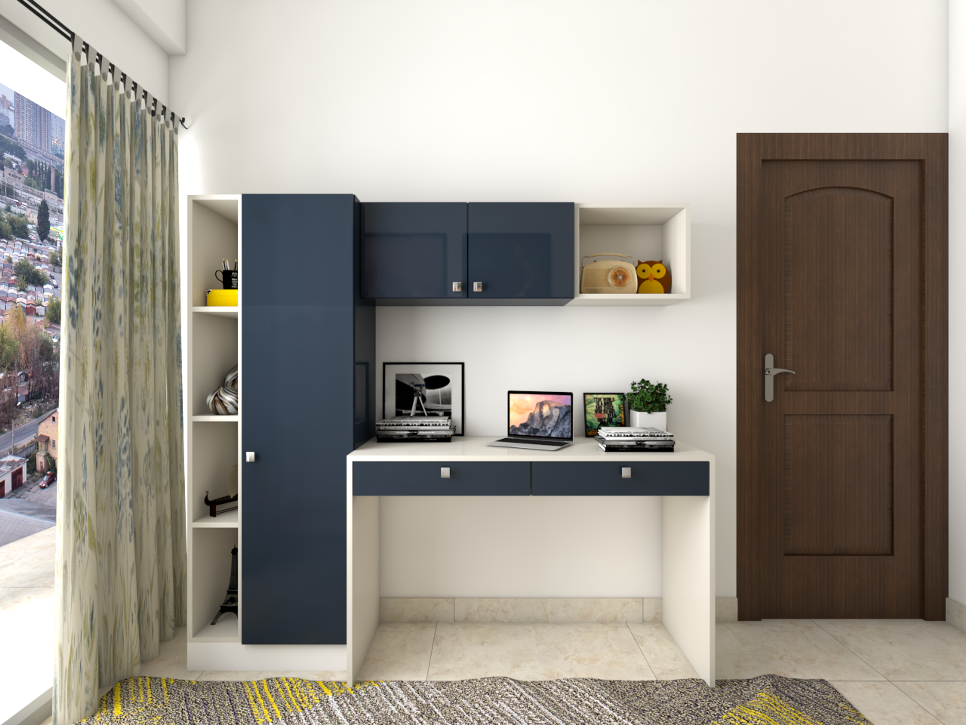 Simple Contemporary Rental Home Office With Storage Space