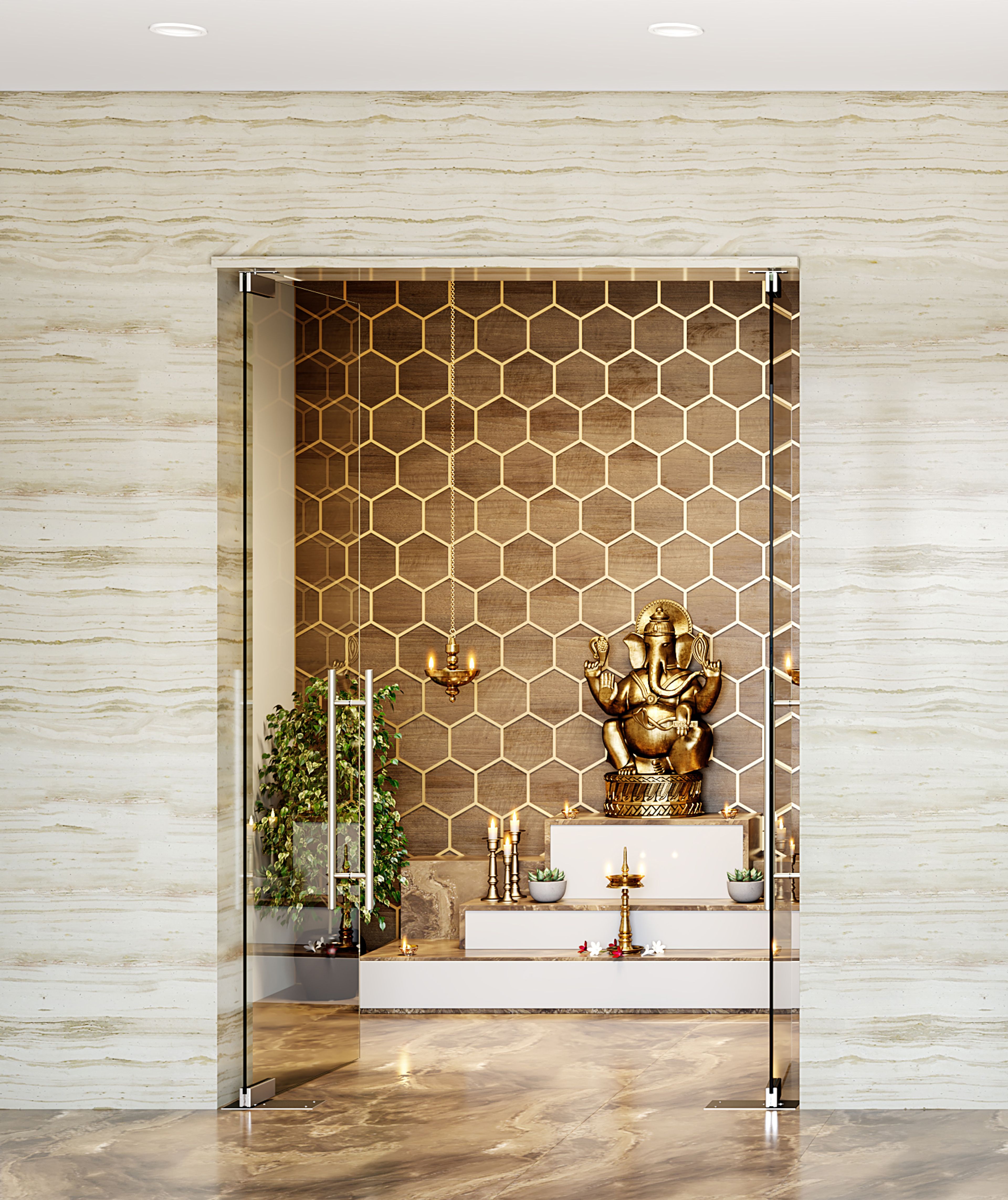 Stepped Platform Pooja Room