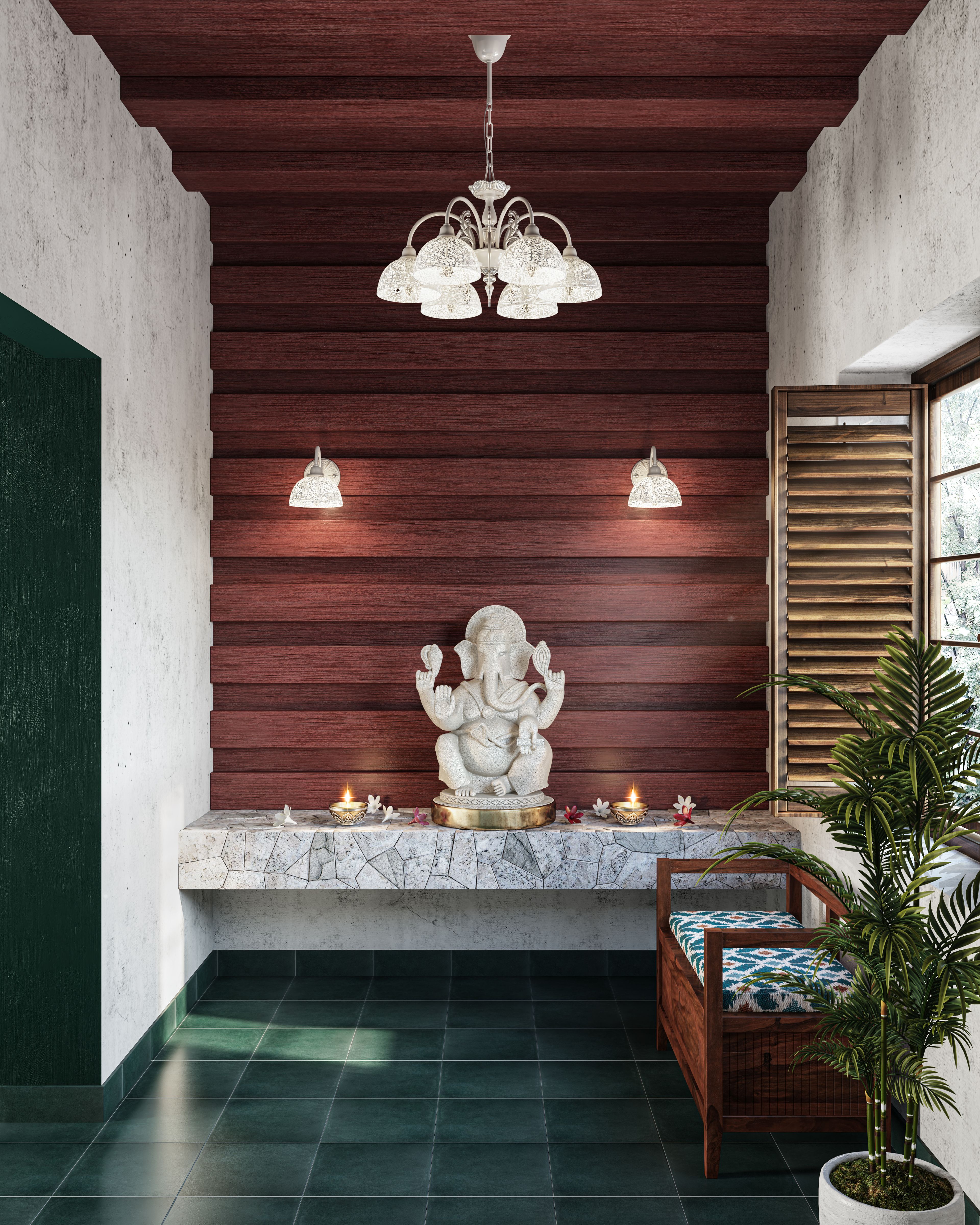 Unique and Convenient Pooja Room