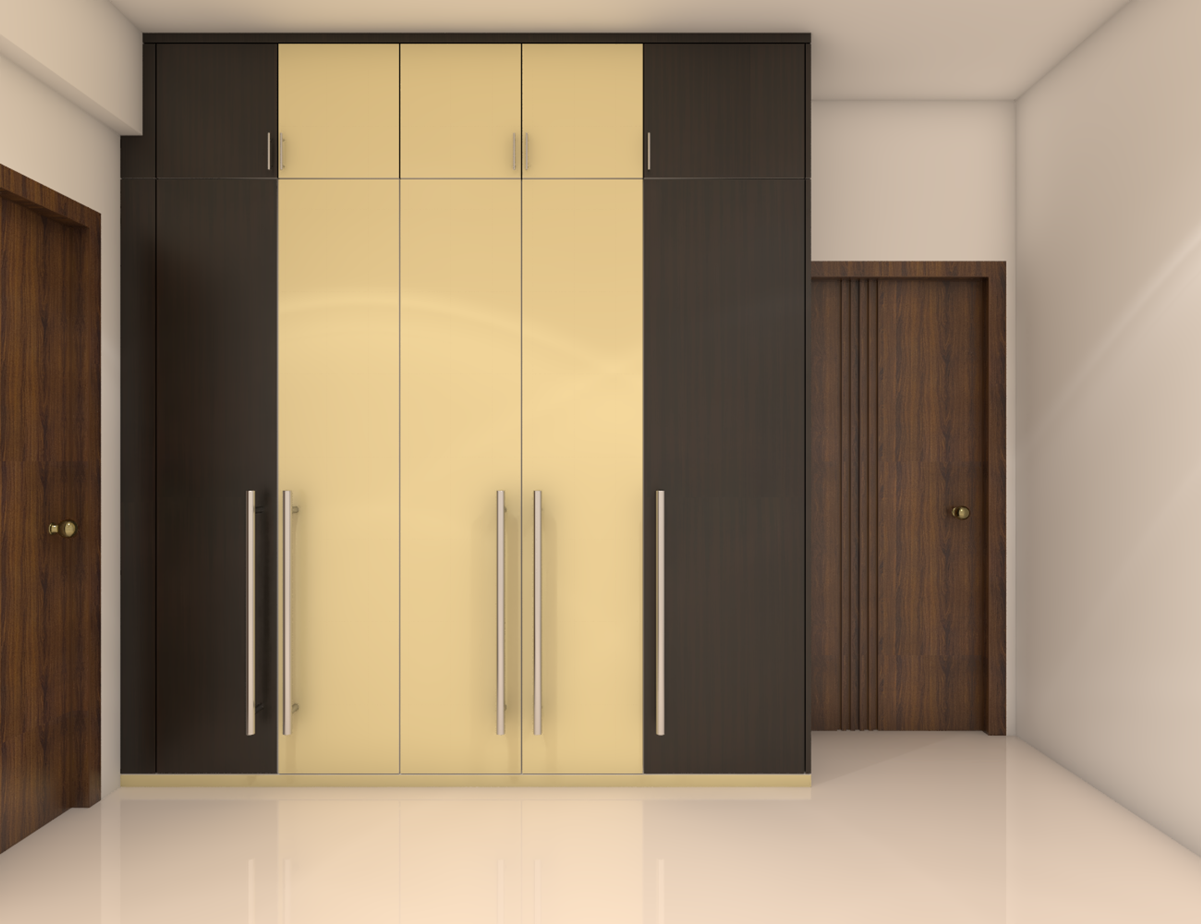 Simple Dual Tone Wardrobe With Suede Finish Laminates
